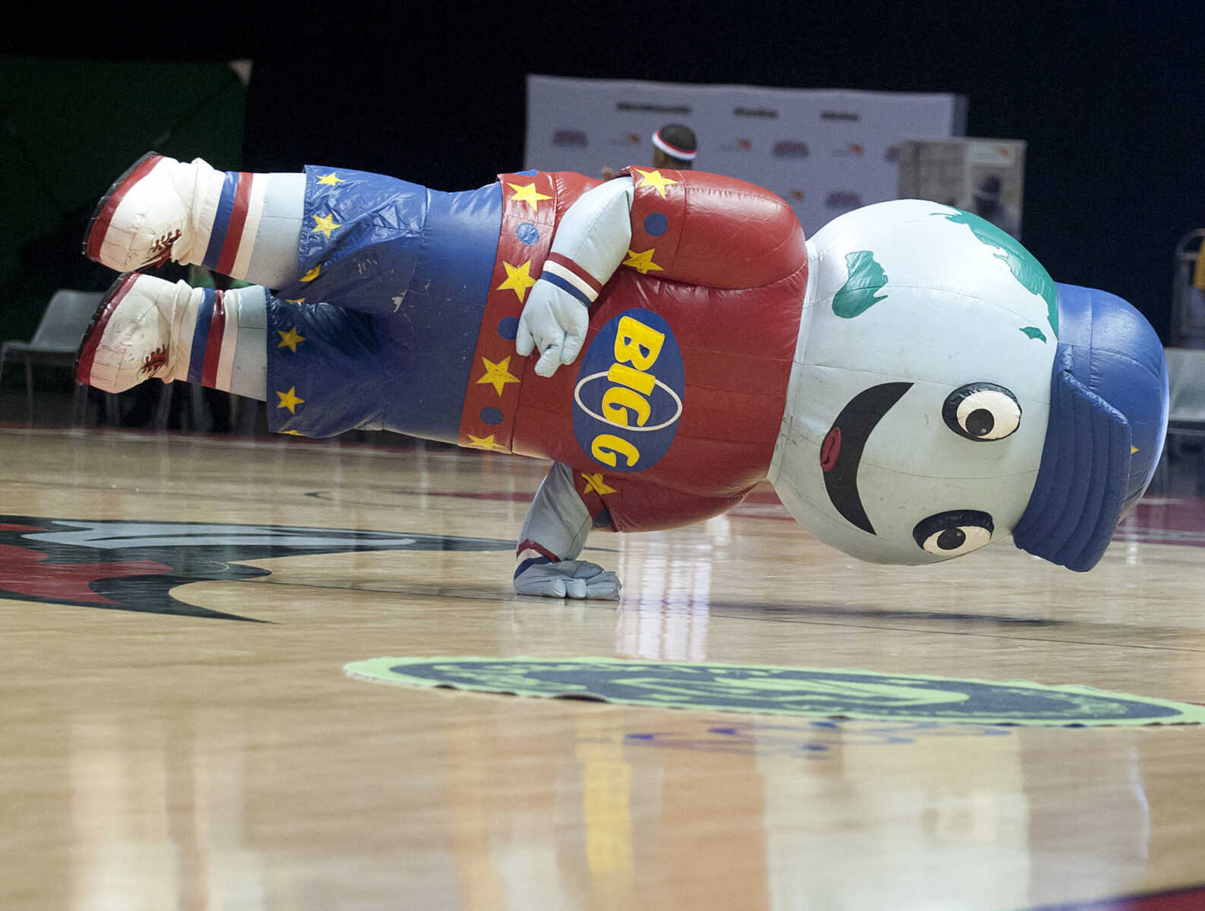 Big G performs during the Original Harlem Globetrotters' performance Monday, Jan. 13, at the Show Me Center.