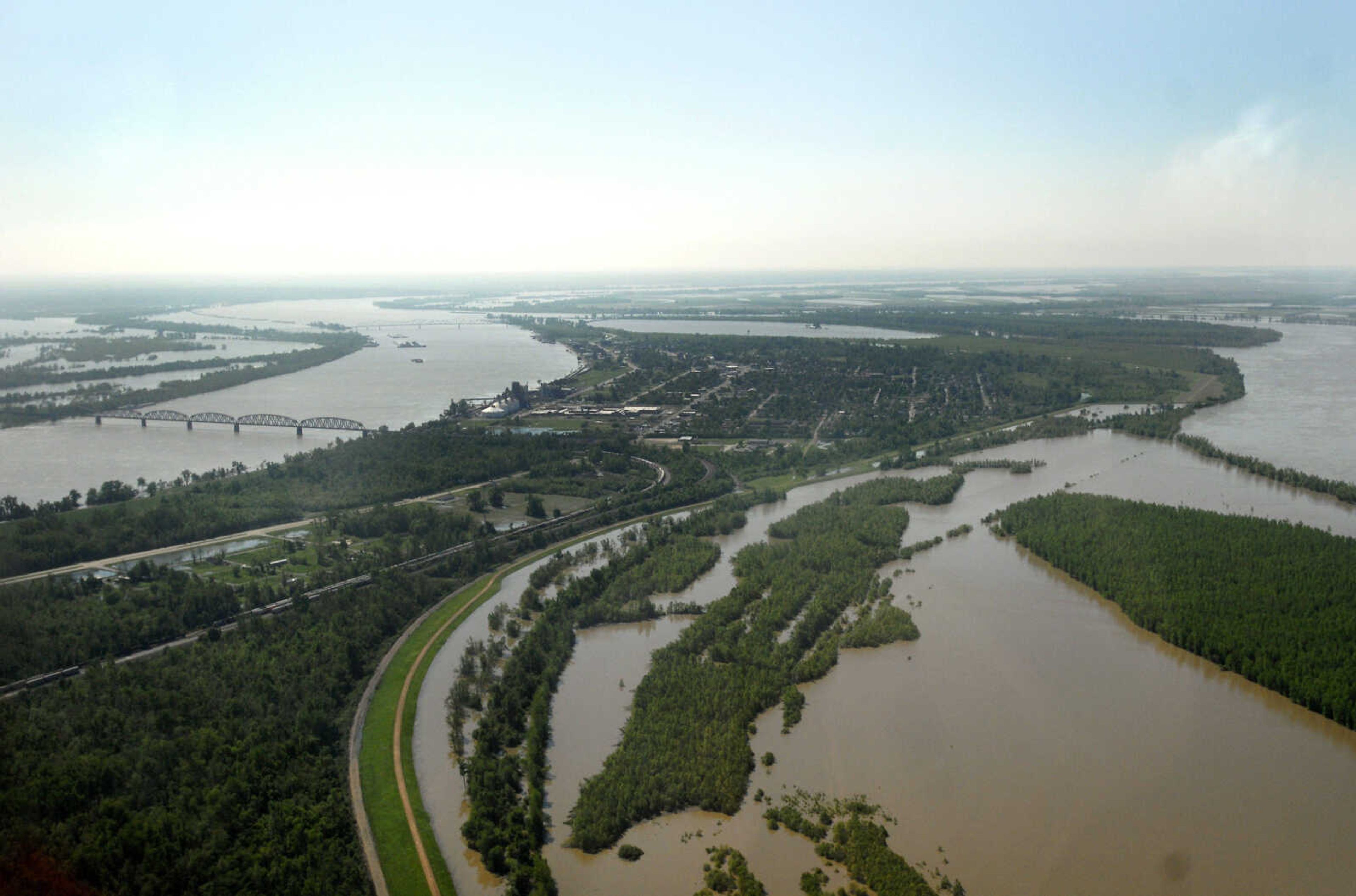 KRISTIN EBERTS ~ keberts@semissourian.com

The city of Cairo, Ill., is dwarfed by the surrounding floodwater from the Ohio and Mississippi Rivers on Thursday, April 28, 2011.