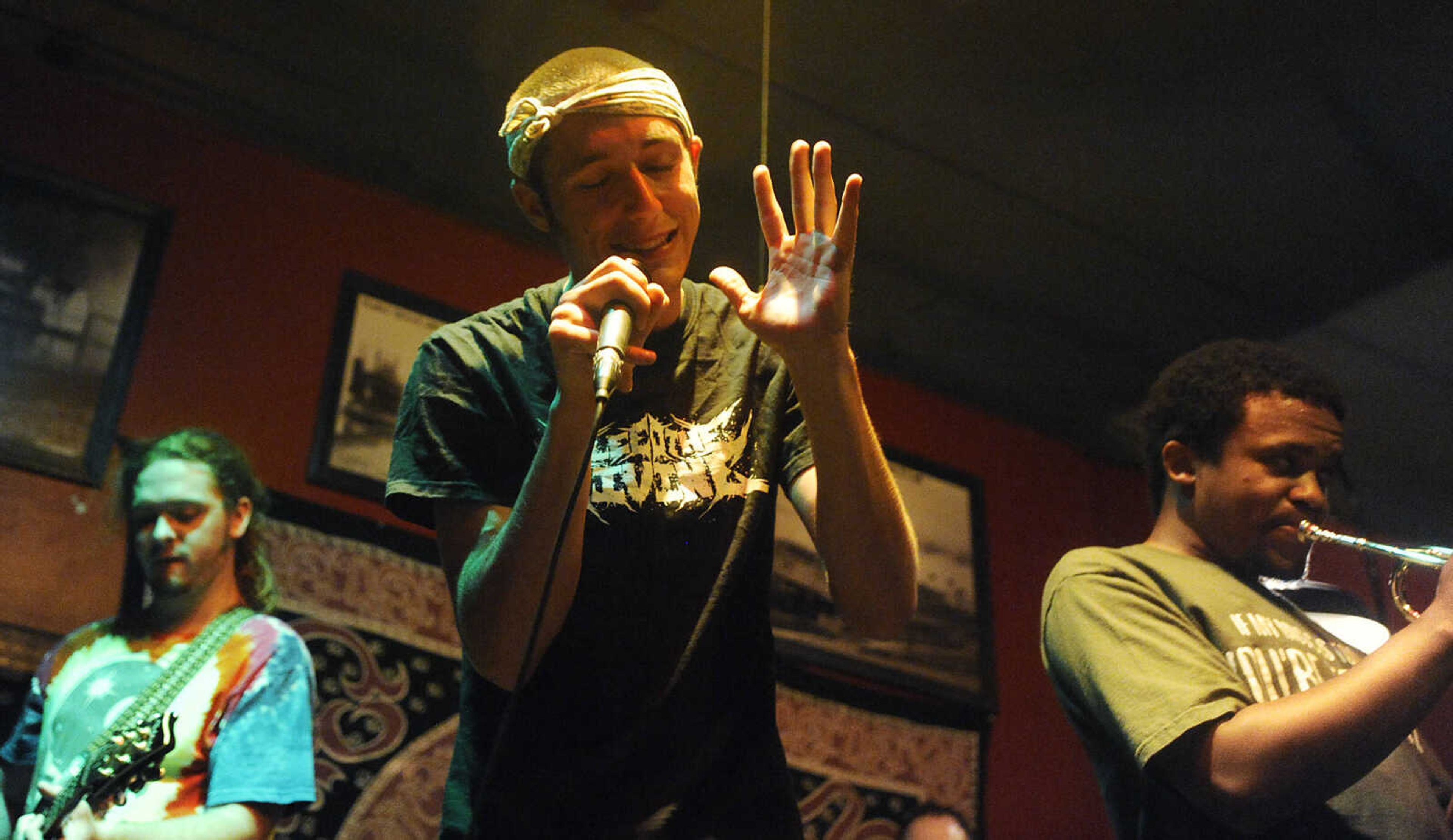 Dan Boemeke, left, Josh Lynn and Jermal Gray perform with Monstars Saturday, July 7,  at the Buckner Brewing Company, 132 North Main St.