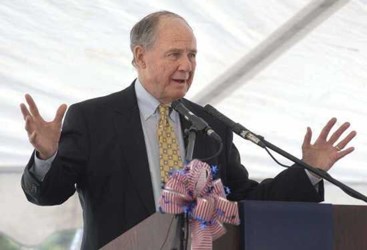 U.S. District Judge (Retired) Stephen N. Limbaugh Sr. speaks at the dedication ceremony for the Rush Hudson Limbaugh Sr. Federal Courthouse in Cape Girardeau. 