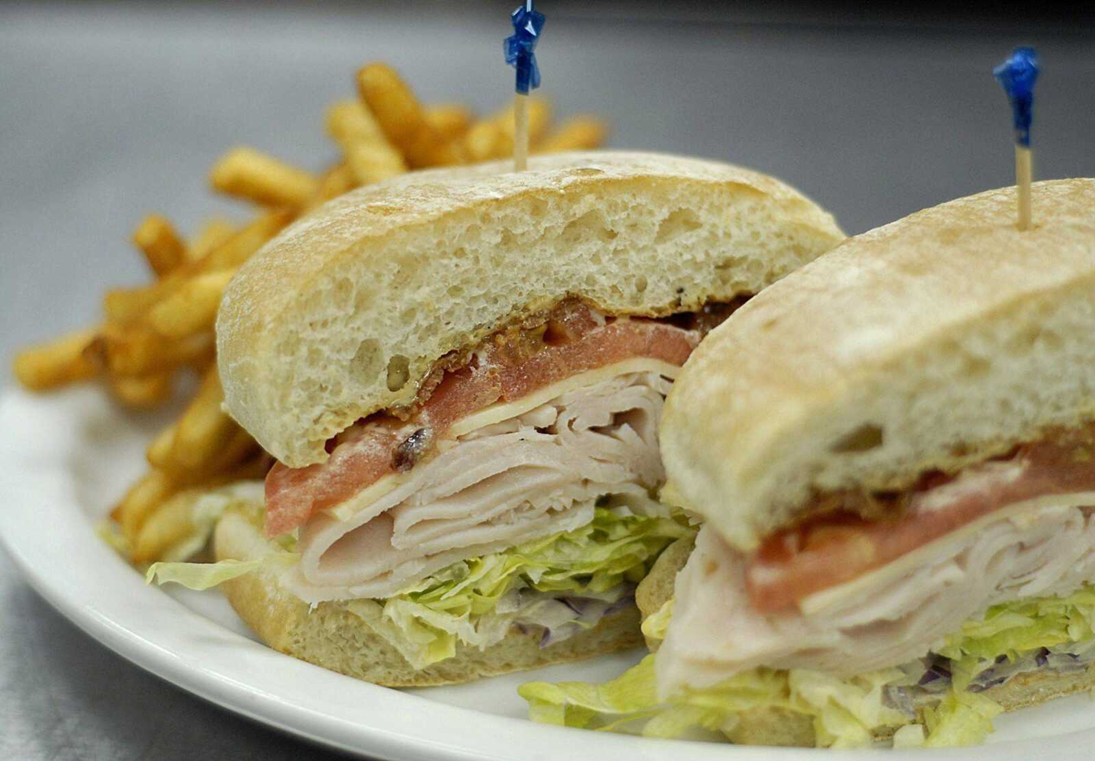 A turkey bacon sandwich with fries. (Aaron Eisenhauer)