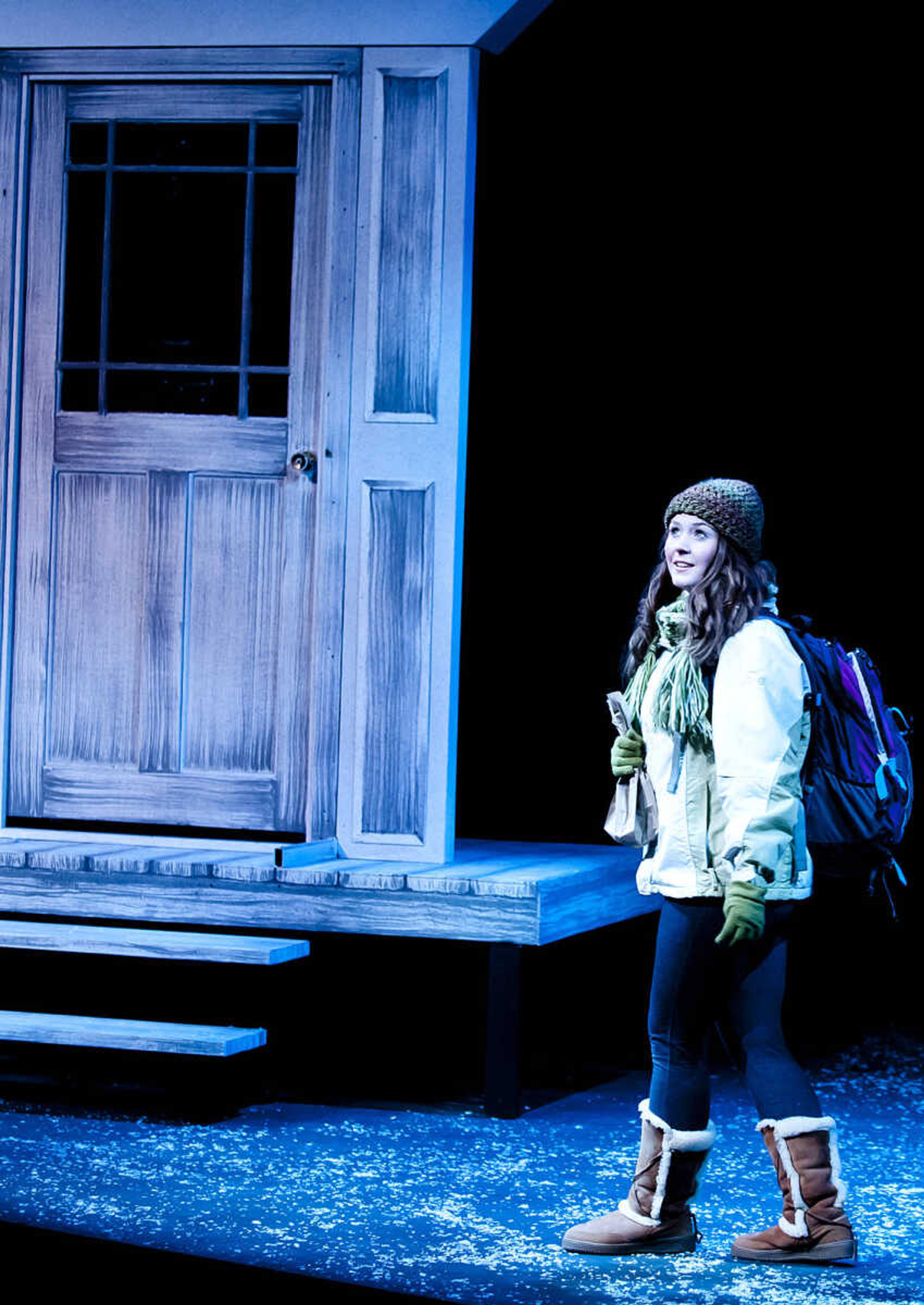 Coline Duncan performs as Glory during the Southeast Missouri State University Department of Theatre and Dance production of "Almost, Maine," Wednesday, March 26, at the Rust Flexible Theatre. The comedic play by John Cariani consists of several short scenes set at nine p.m. on a Winter Friday night in the fictional northern Maine town of Almost. The production runs through Sunday.