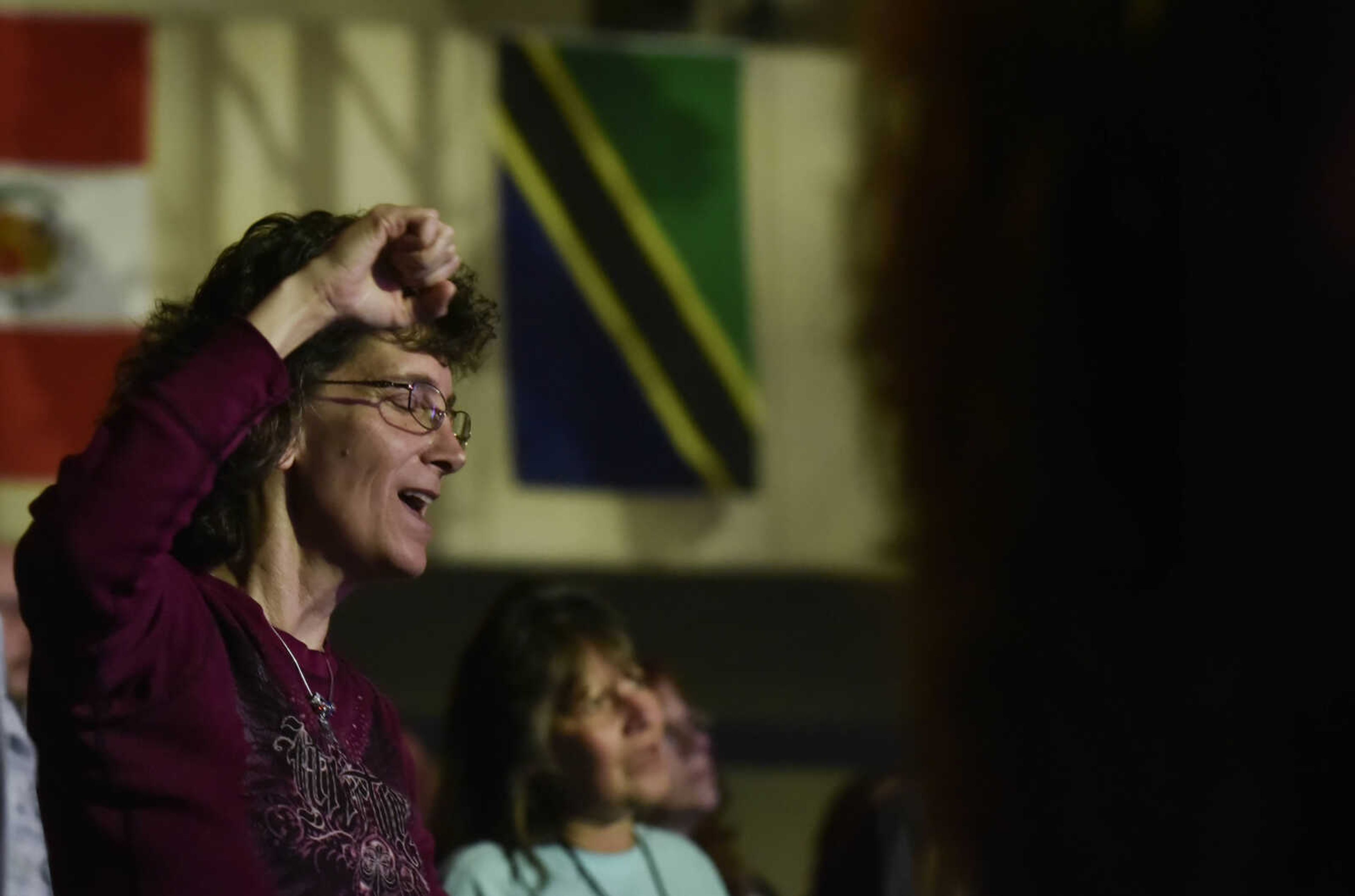 An audience member waves her hand during a Big Daddy Weave concert Wednesday, March 14, 2018, at Cape Bible Chapel in Cape Girardeau.