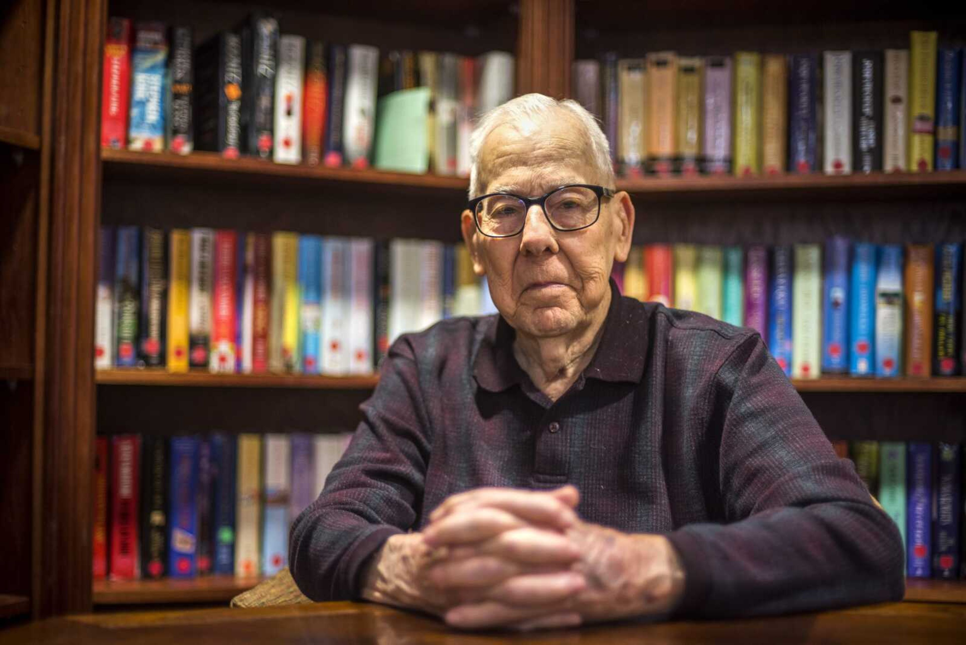 TYLER GRAEF ~ tgraef@semissourian.com <br>  <br> Ken Morgan poses for a portrait in the library of Saxony Villiage apartments Thursday, Jan. 17, 2019.