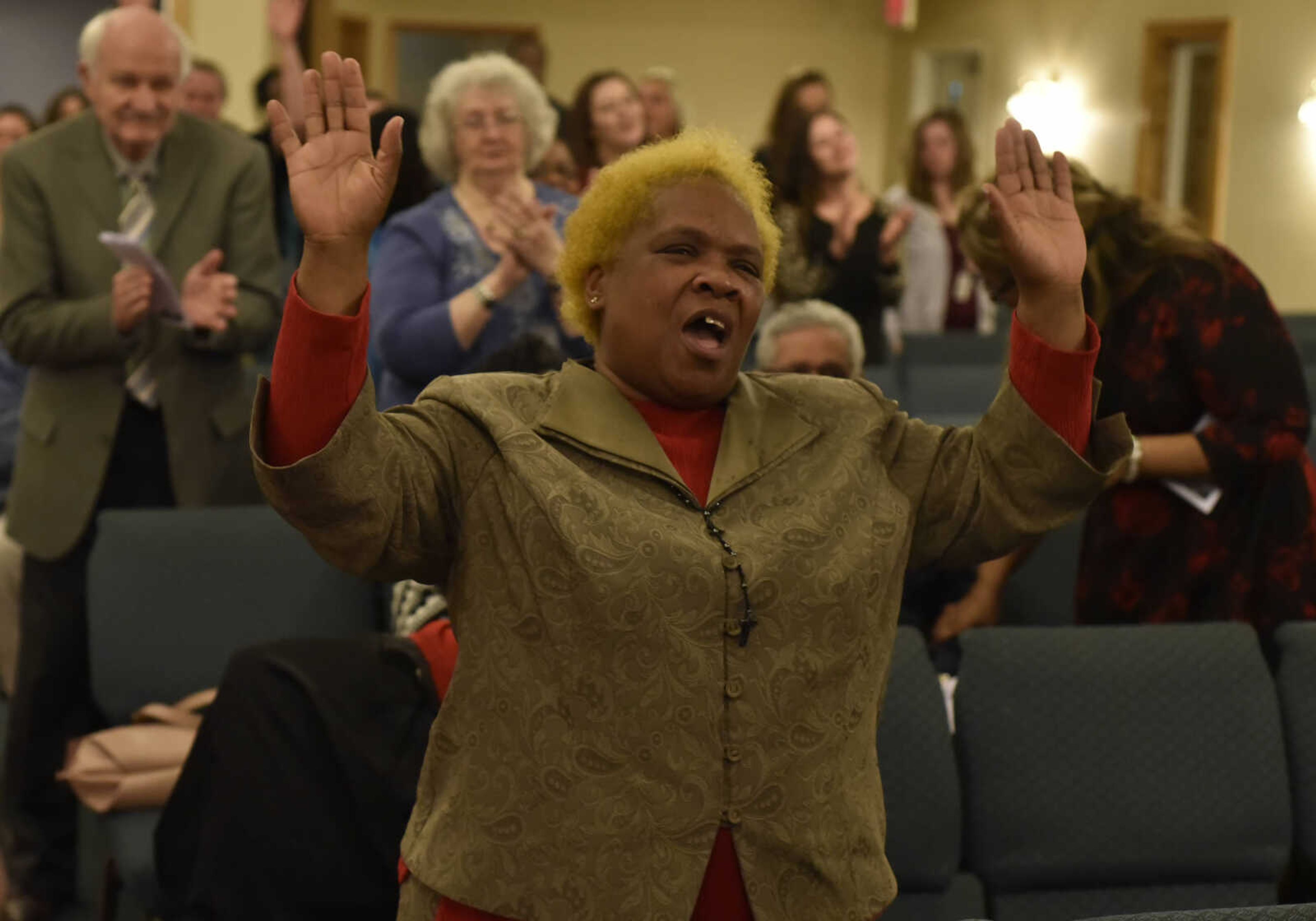 BEN MATTHEWS ~ bmatthews@semissourian.com Attendees at the 27th Annual Dr. Martin Luther King, Jr. Community Celebration Program sing praise on January 15, 2017 at Greater Dimensions Church in Cape Girardeau.