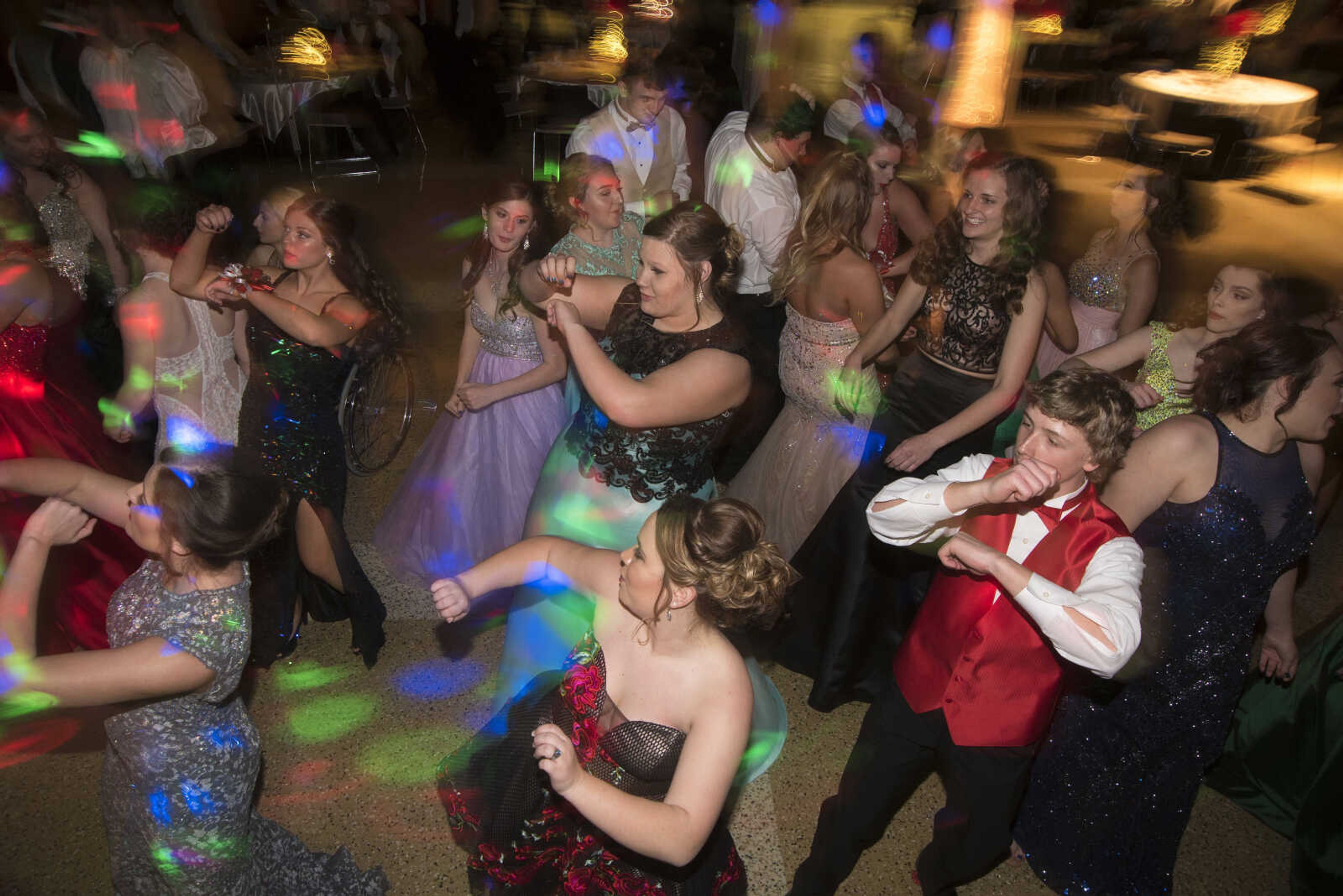 Students dance during the Chaffee prom Saturday, April 1, 2017 at the University Center on the campus of Southeast Missouri State University in Cape Girardeau.