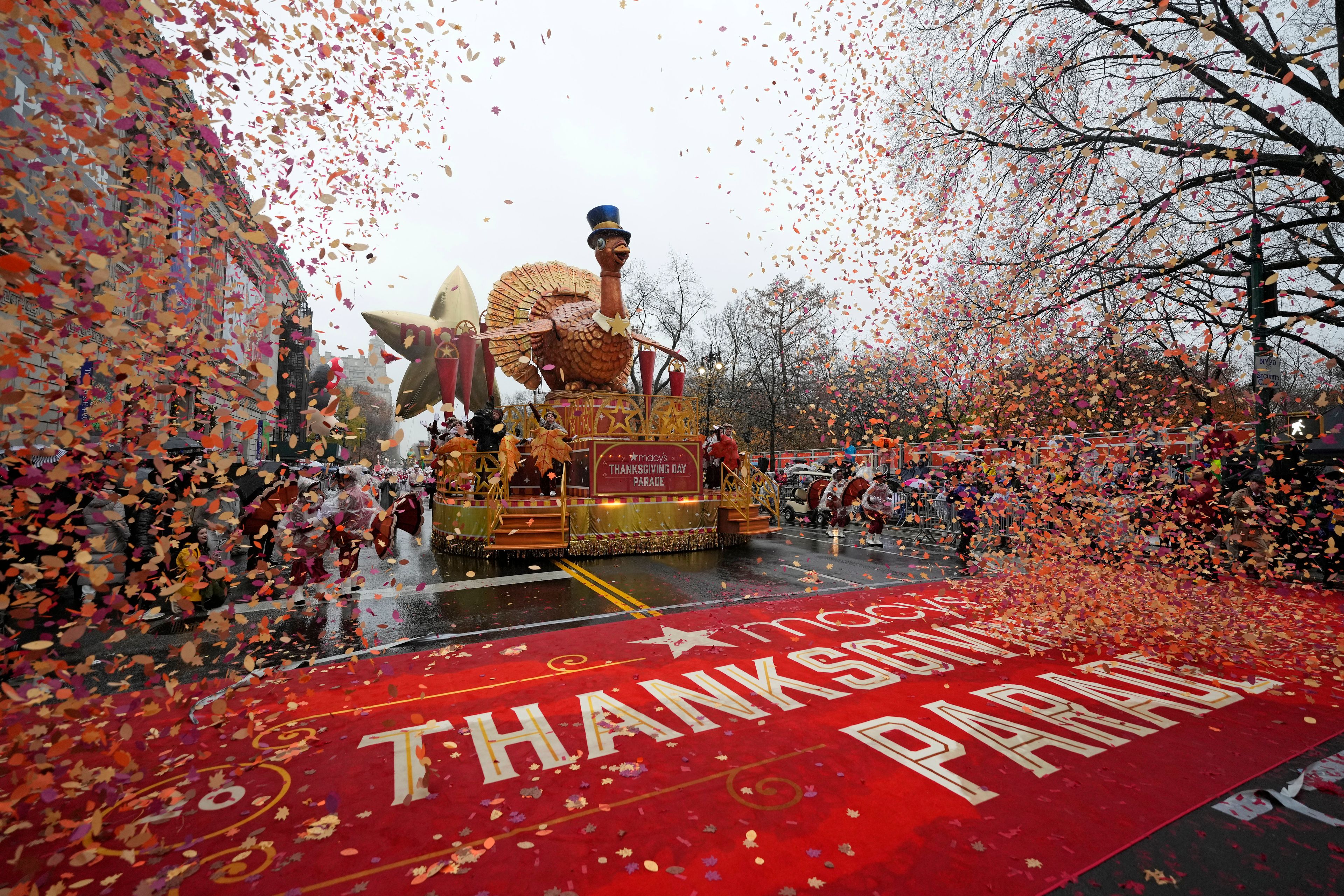 The Tom Turkey float rides in the Macy's Thanksgiving Day Parade, Thursday, Nov. 28, 2024, in New York. (Photo by Charles Sykes/Invision/AP)