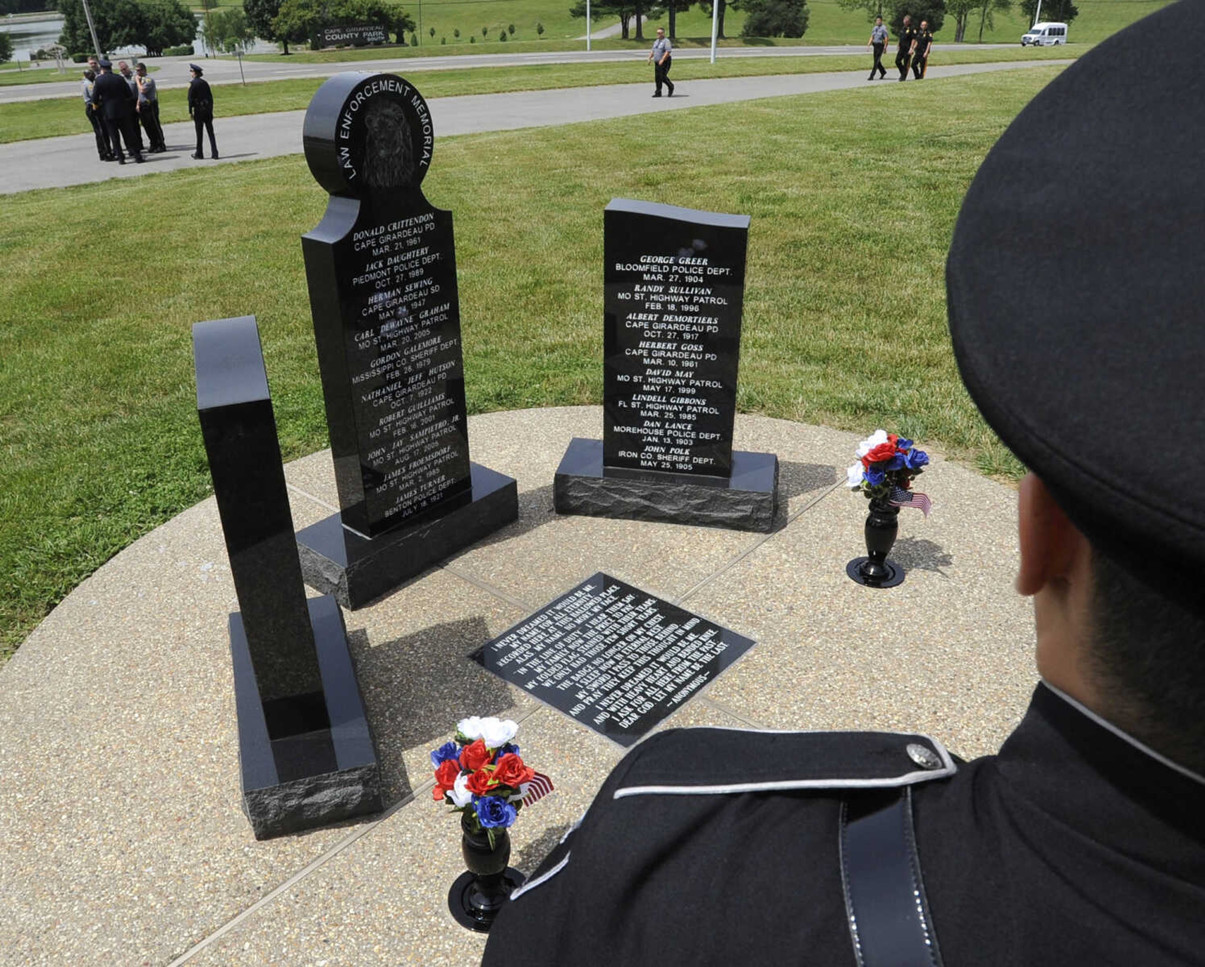 FRED LYNCH ~ flynch@semissourian.com
The black granite law enforcement monument at Cape Girardeau County Park North.