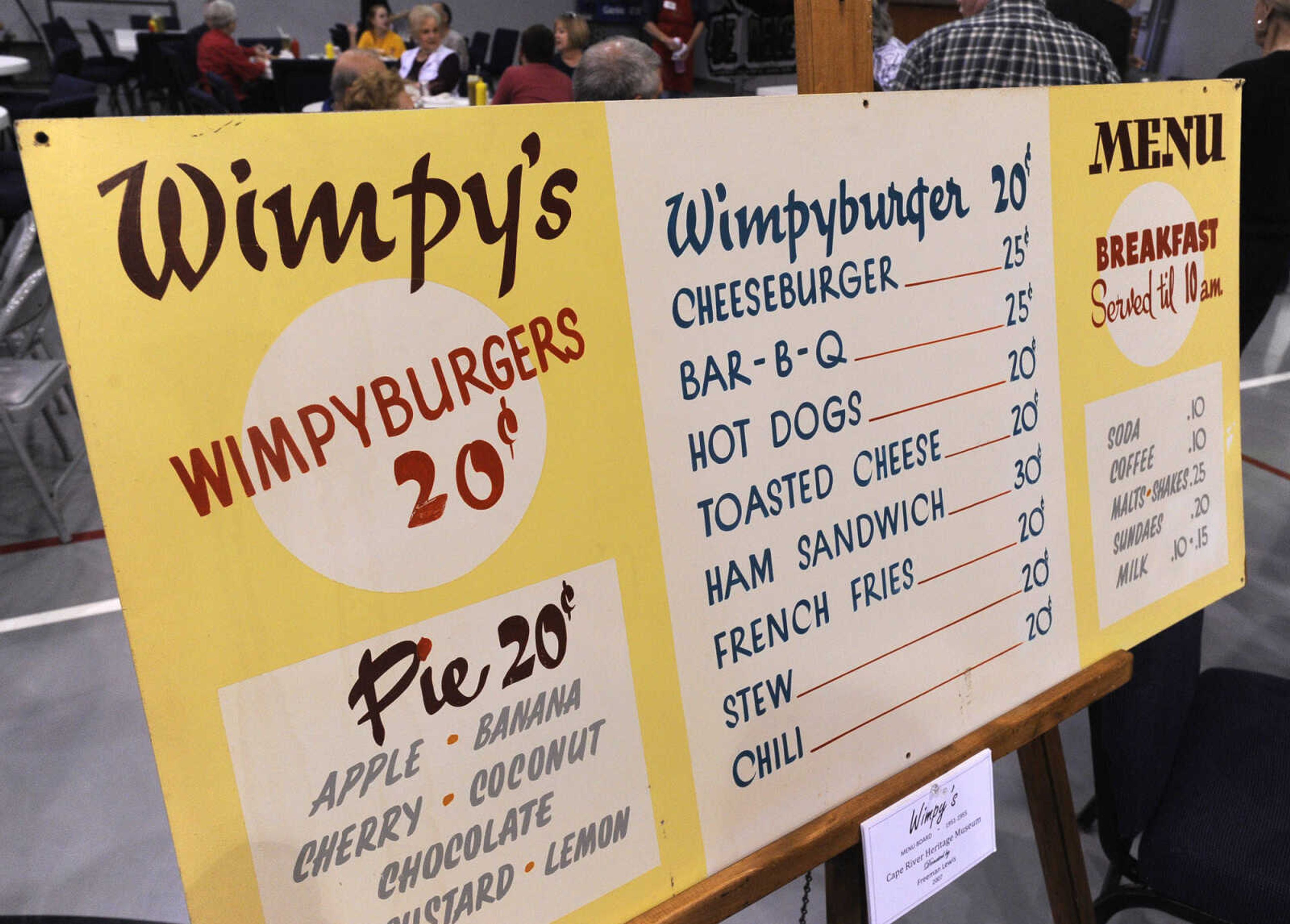 FRED LYNCH ~ flynch@semissourian.com
A 1950s-era menu board from Wimpy's was on display for Wimpy's Day Saturday, Sept. 19, 2015 at Centenary United Methodist Church in Cape Girardeau.