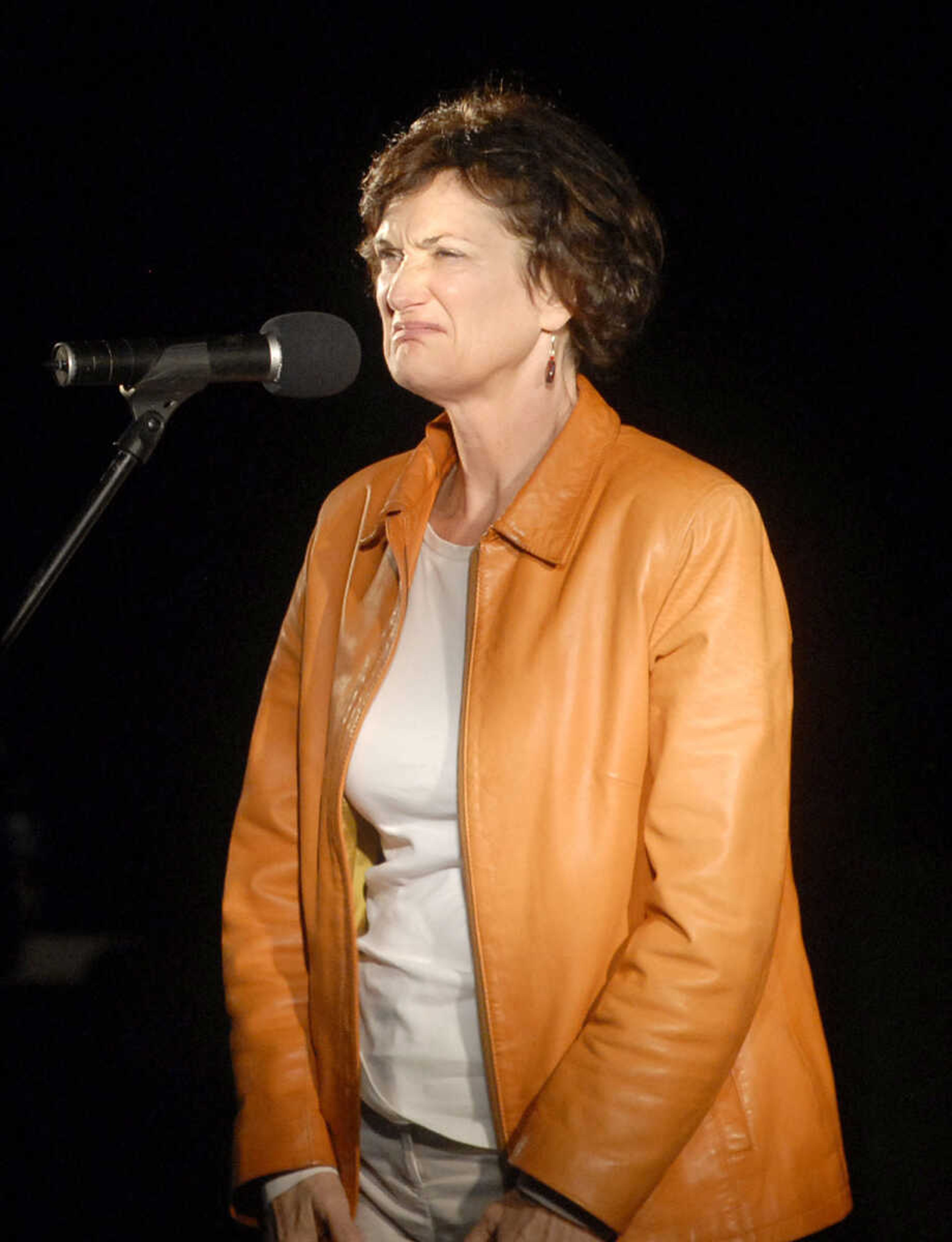 LAURA SIMON ~ lsimon@semissourian.com
Regina Carpenter tells bone chilling stories to the crowd Friday, October 14, 2011 during an evening of Ghost Storytelling at the east lawn of the River Campus of Southeast Missouri State University in Cape Girardeau.