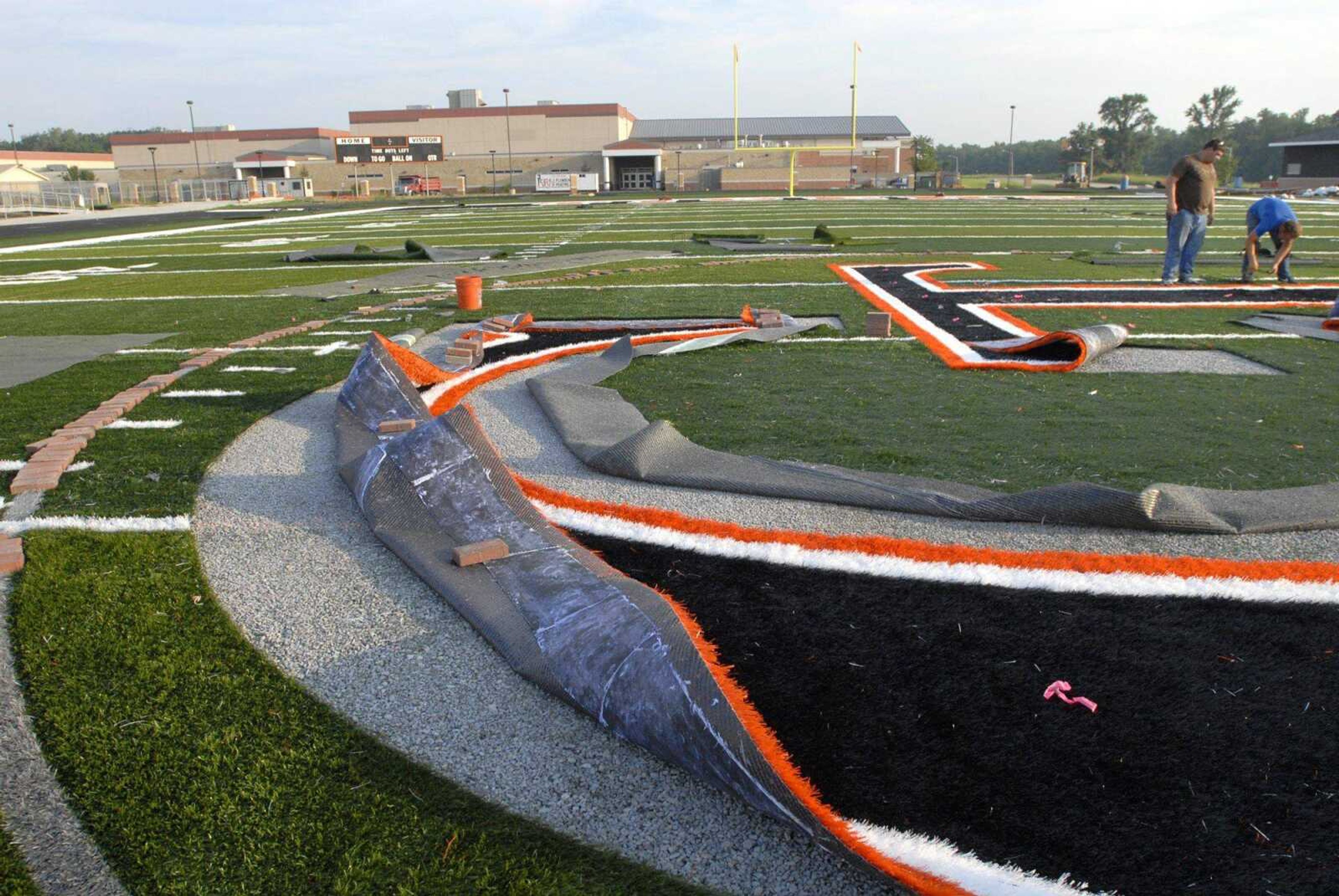 Construction continues Friday on the new football stadium at Central High School. (Kristin Eberts)