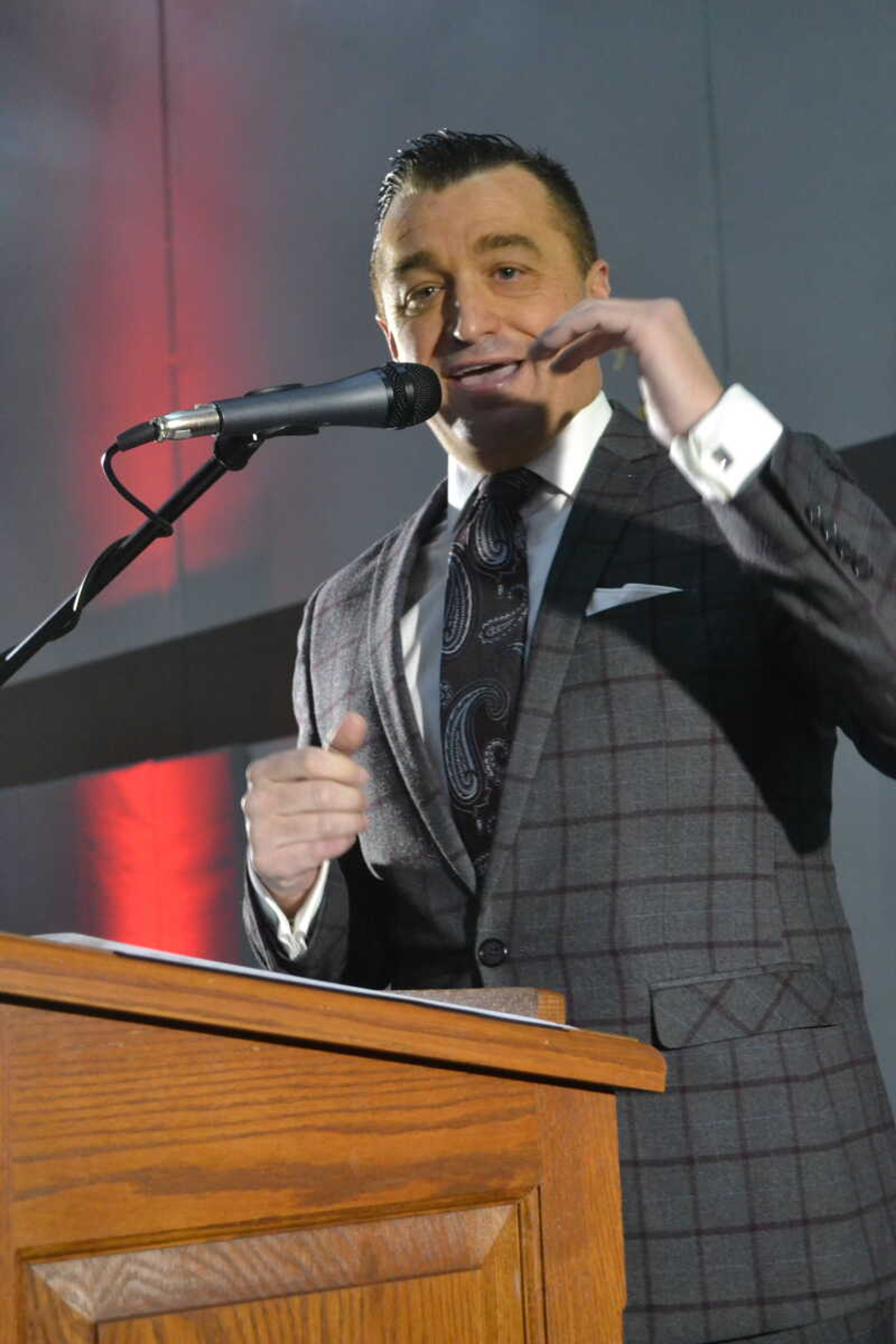 Jackson Area Chamber of Commerce president Brian Gerau at the chamber's annual banquet and officer installation Jan. 10, 2020, at the Jackson Civic Center.