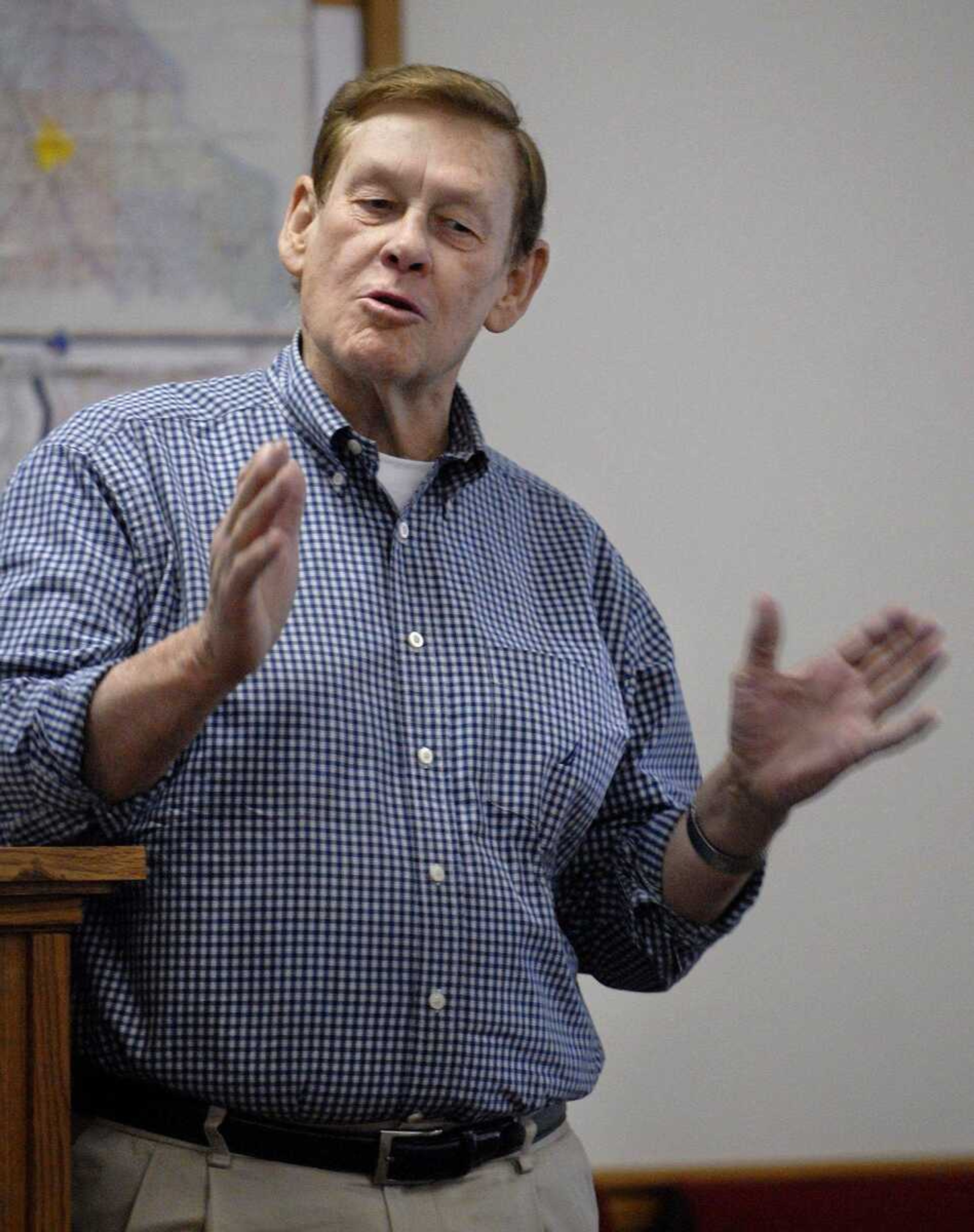 Dr. Frank Nickell speaks about General Ulysses S. Grant at the Cape Girardeau Civil War Roundtable Sunday, February 20, 2011 at Hanover Lutheran Church. (Laura Simon)