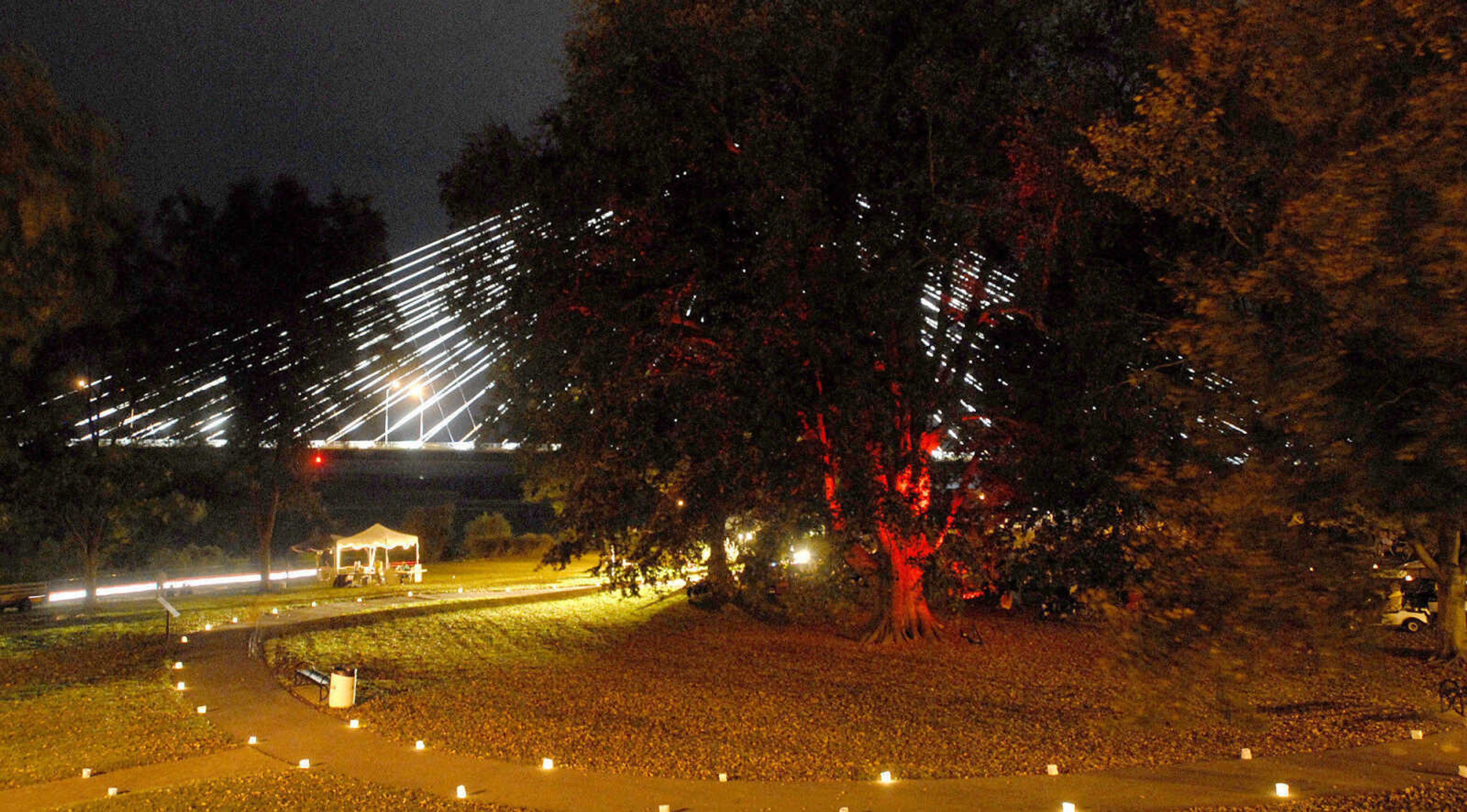 LAURA SIMON ~ lsimon@semissourian.com
Story tellers Regina Carpenter and Gayle Ross tell bone chilling tales Friday, October 14, 2011 during an evening of Ghost Storytelling at the east lawn of the River Campus of Southeast Missouri State University in Cape Girardeau.