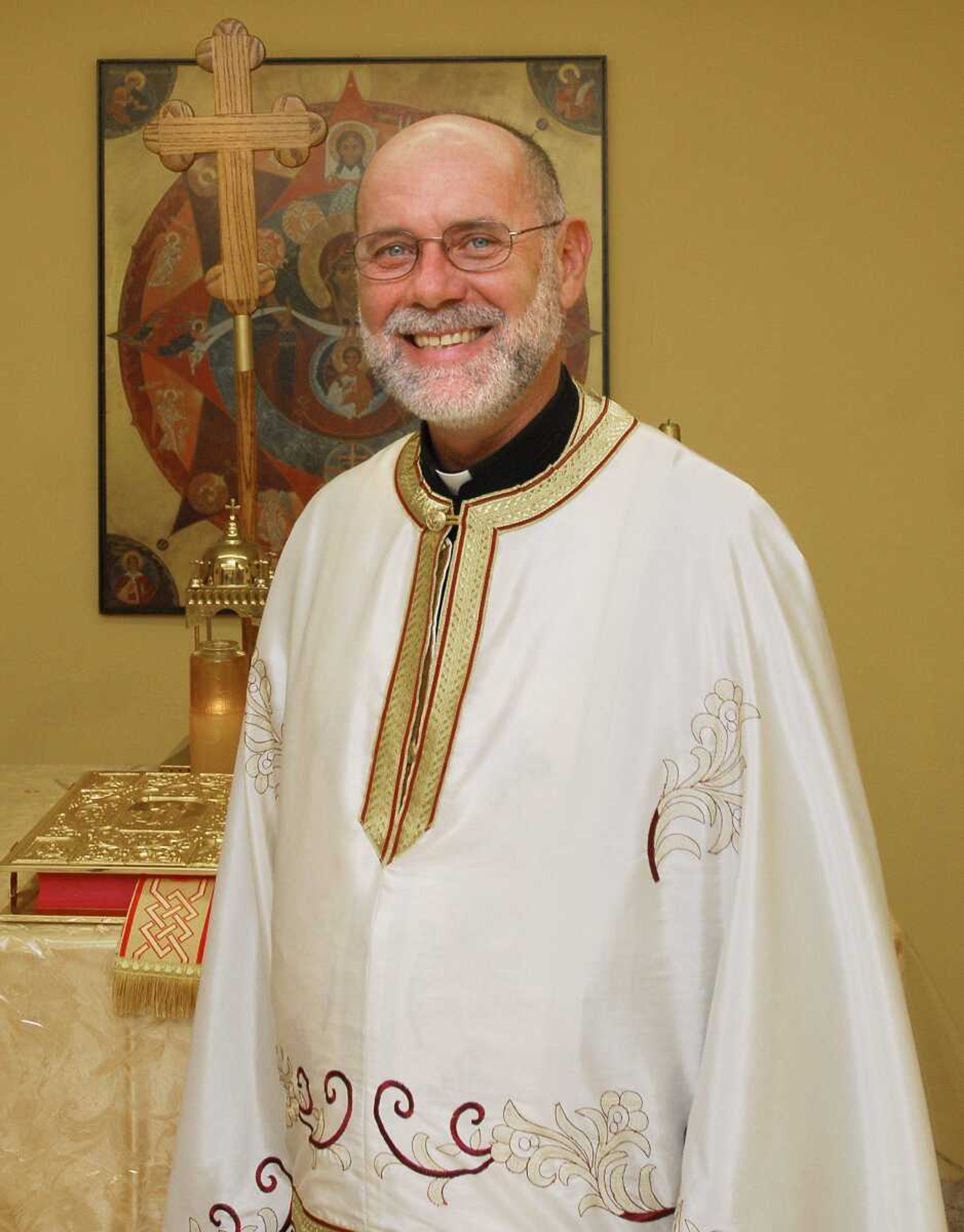 Fr. Daniel Lee Morton inside St. John the Theologian Antiochian Orthodox Christian Church. (Laura Simon)