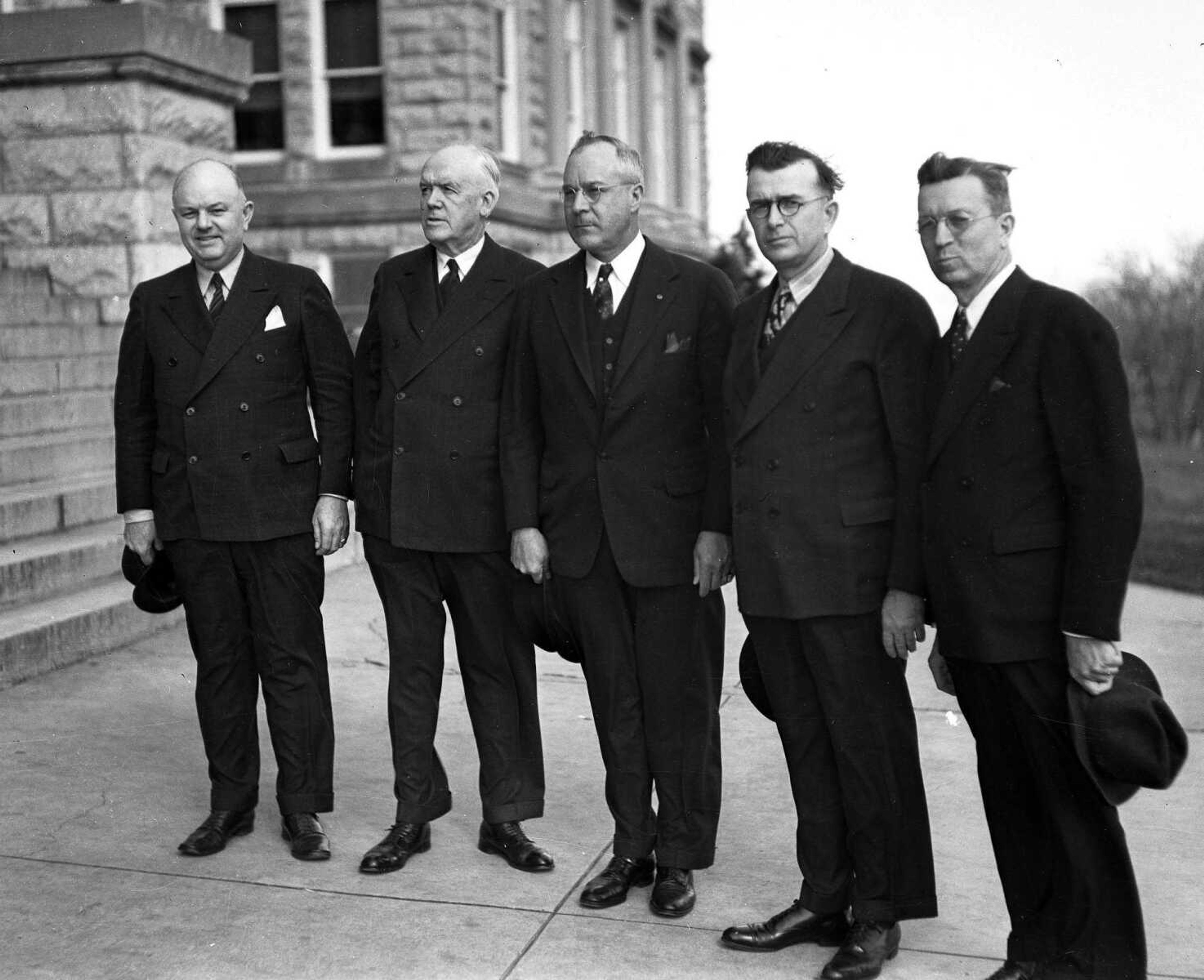 The first gentleman at left appears to be W.W. Parker, former president of the State College. The other men are unidentified. If you can provide information about this image, contact librarian Sharon Sanders at ssanders@semissourian.com.