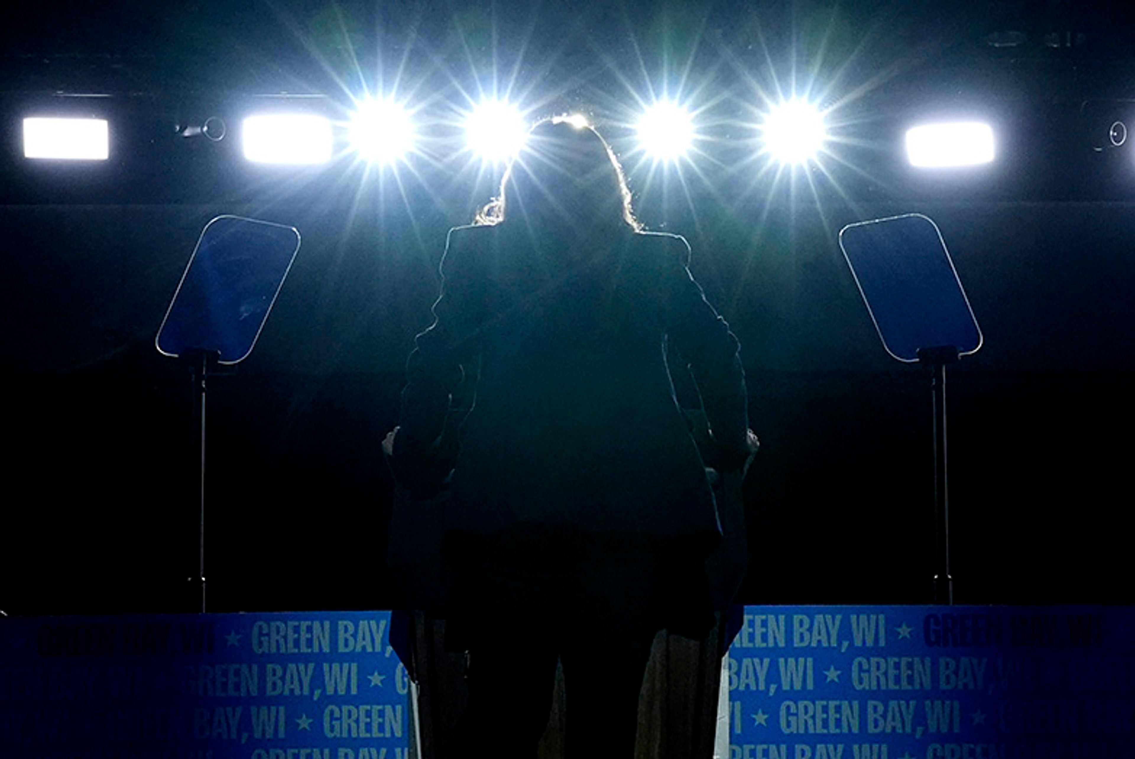 Democratic presidential nominee Vice President Kamala Harris speaks during a campaign rally at the Resch Expo in Green Bay, Wis., Thursday, Oct. 17, 2024. 