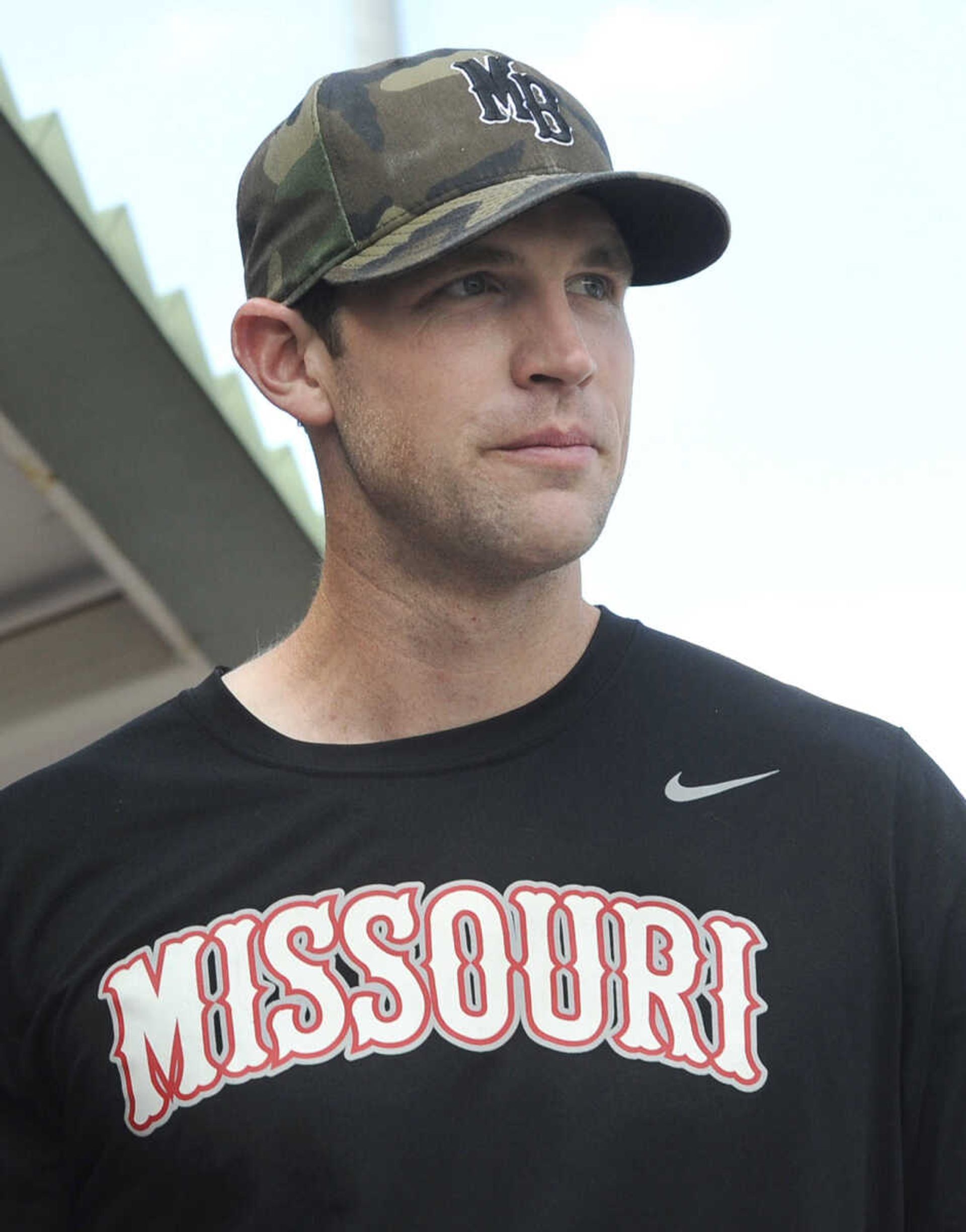 Lids Missouri Bulls coach Trenton Moses watches the game from the dugout Thursday, July 23, 2015 in St. Louis. (Fred Lynch)