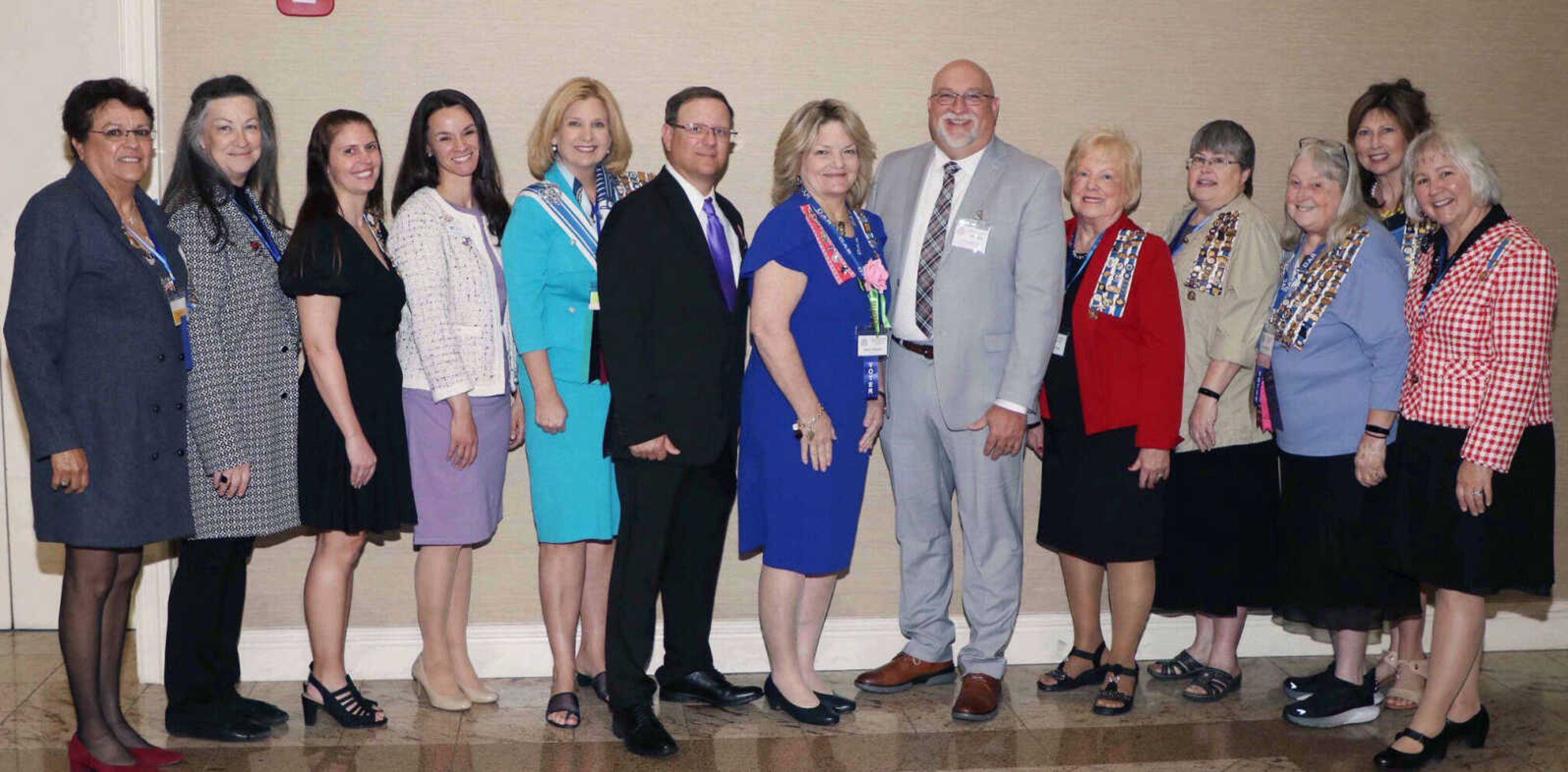 Pictured from left are Cheryl Cook, chapter member; Martha Venable, chapter member; Beth Biri, chapter treasurer, state vice chair protocol; Robin Blair, chapter vice regent, state chair junior sales, page; Morgan Lake, chapter registrar, honorary state regent, State chair budget & finance committee, national advisor to the DAR school committee; Greg Kester, 2023 MSSDAR OTAH, 2024 Missouri teacher of the year, Lois Turner Allen awardee; Linda Venable, chapter regent; Kyle Mabuce, 2024 MSSDAR OTAH, 2024 second place NSDAR OTAH; Linda Hutson, chapter member; Lori Franklin, associate member; Pam Johnson, chapter parliamentarian, state chair The Flag of the United States of America, national co-chair house committee; Lorilee Short, state chair Golden Spike Society; and Karen Wilson, chapter recording secretary.
