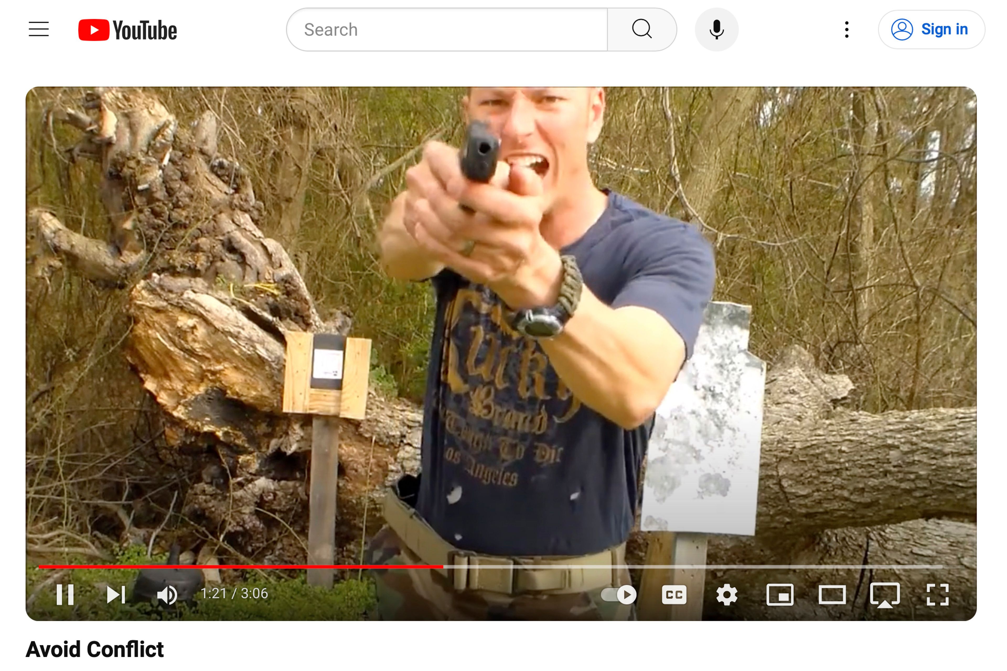 This image from a YouTube video posted by Chris Arthur on March 20, 2018, shows him with a handgun during a training video. Arthur was a member of the North Carolina National Guard at the time he posted the video. (AP Photo)