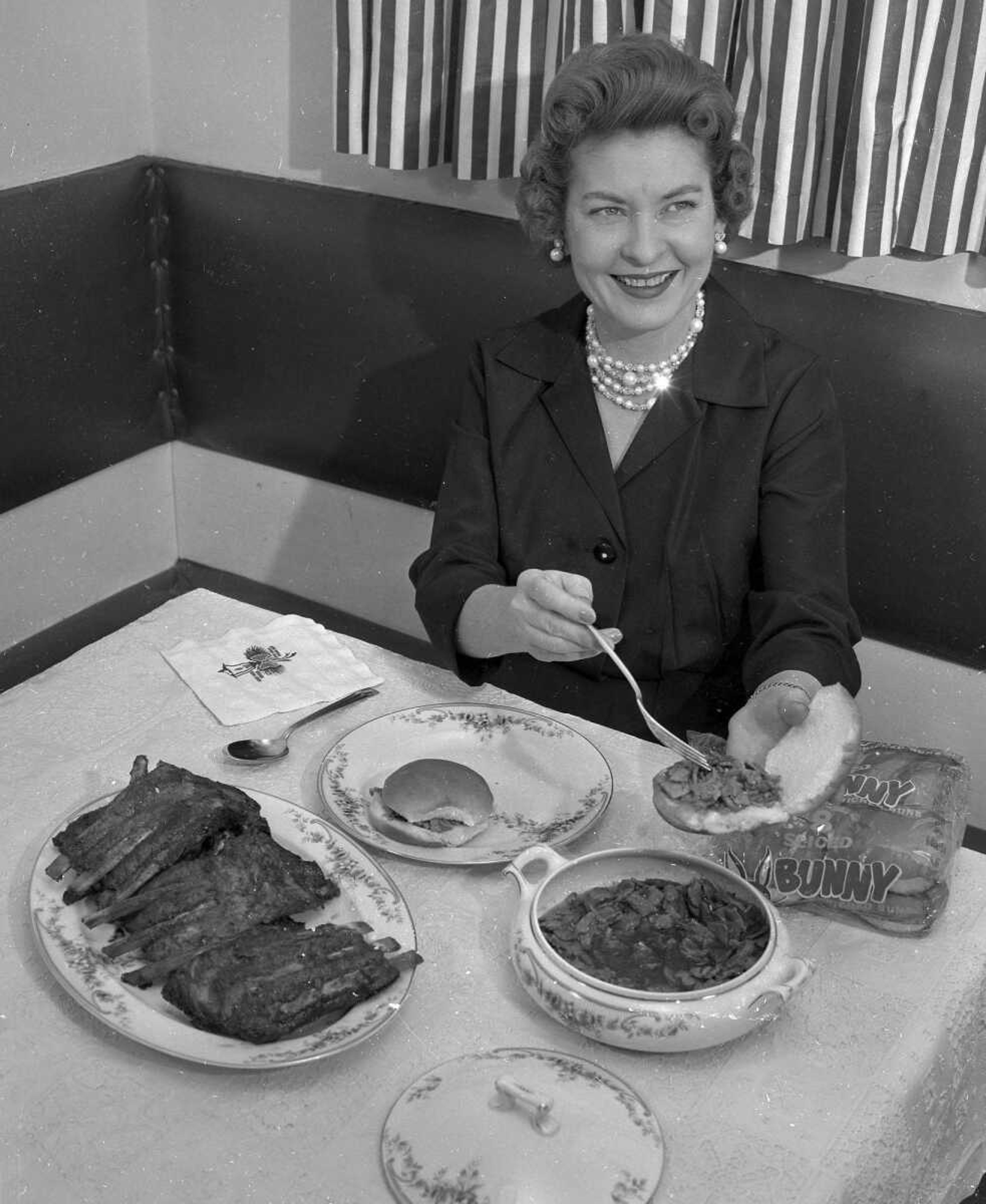 If this unidentified homemaker's family didn't care for the barbecue on bun, ribs were also on the menu. If you can provide information about this image, contact librarian Sharon Sanders at ssanders@semissourian.com.