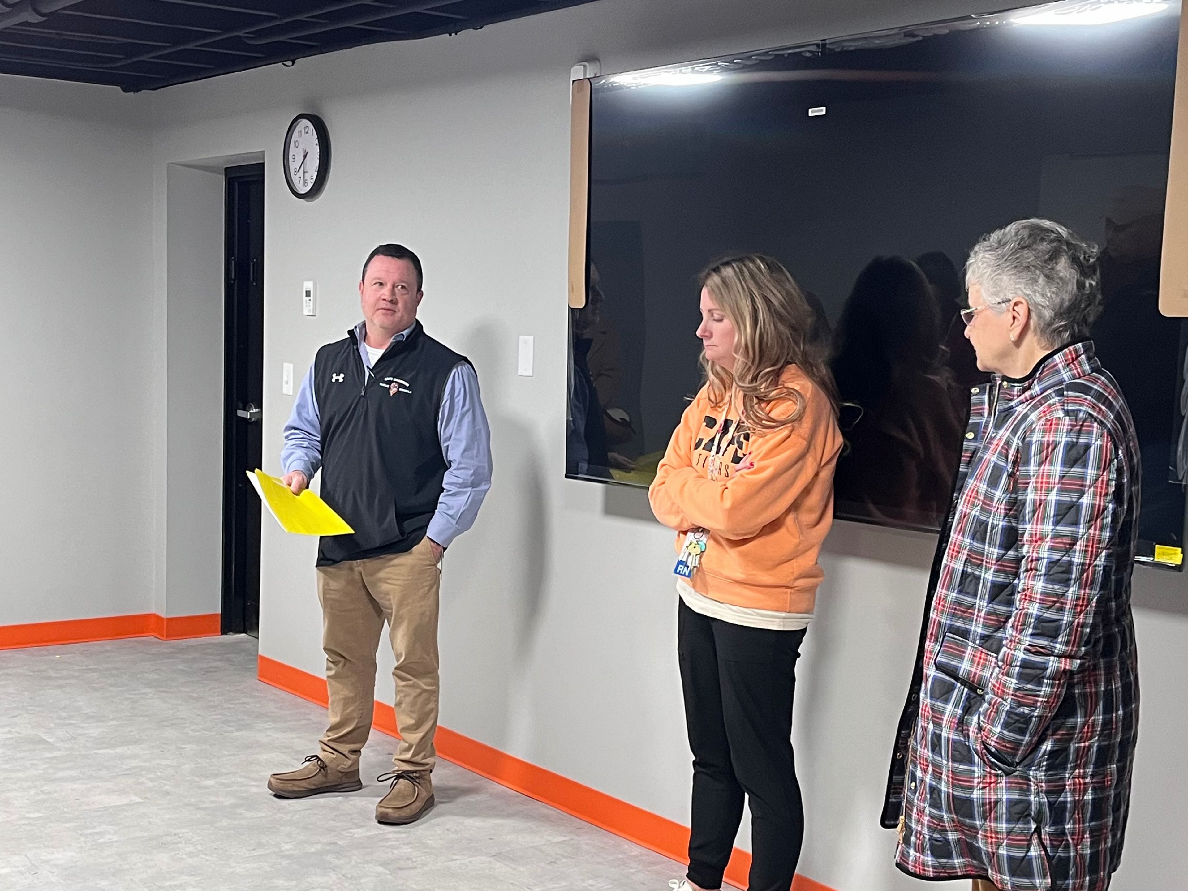 Cape Girardeau Public Schools assistant superintendent of support services Josh Crowell leads a tour Tuesday, Dec. 3, at Cape Central Academy. 