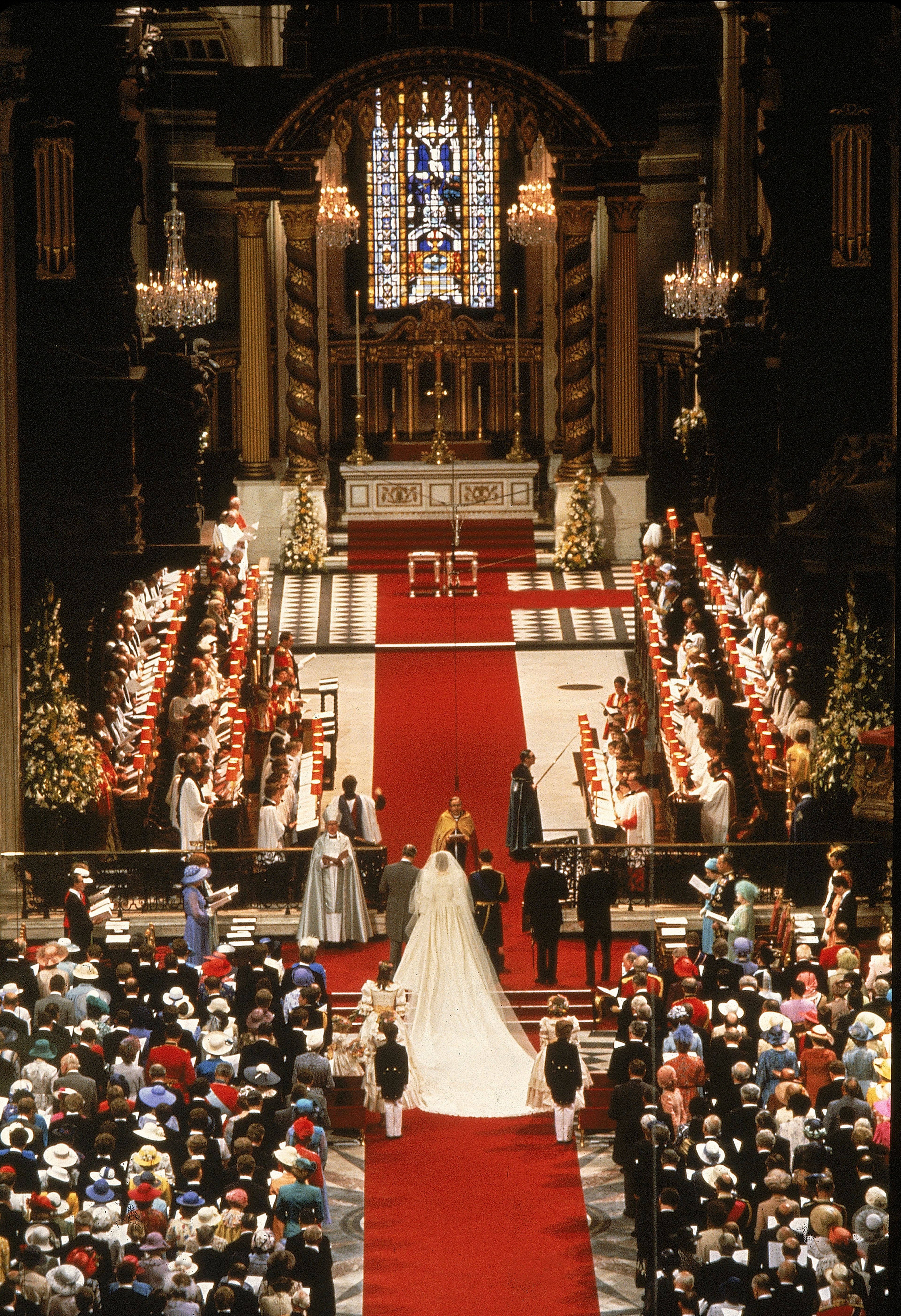 FILE - Prince Charles and his bride Diana, Princess of Wales, during their wedding ceremony in St. Paul's Cathedral in London, July 29, 1981. (AP Photo/File)