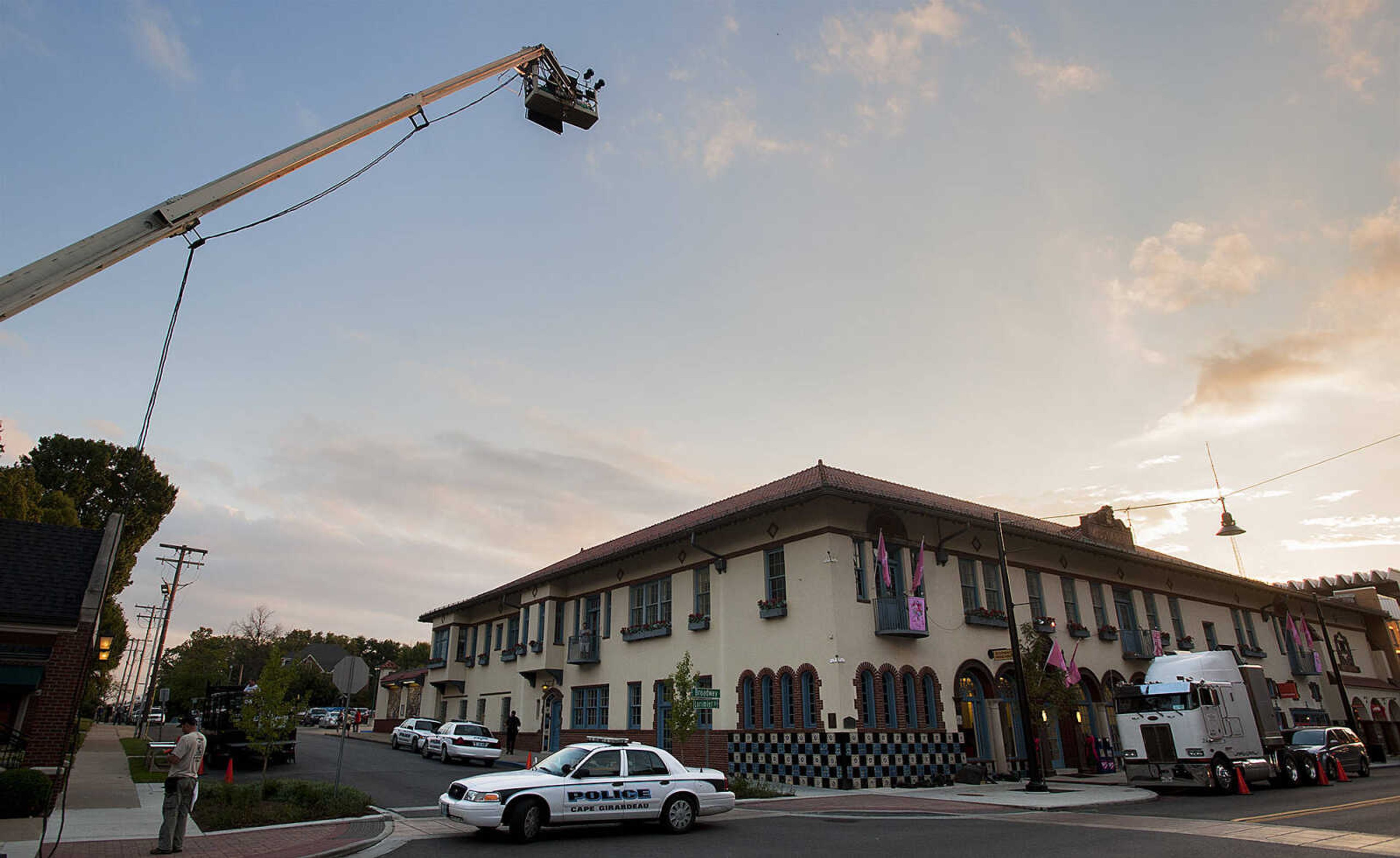 ADAM VOGLER ~ avogler@semissourian.com
Equipment for the 20th Century Fox feature film "Gone Girl," before a scene is filmed Thursday, Oct. 3, in downtown Cape Girardeau.