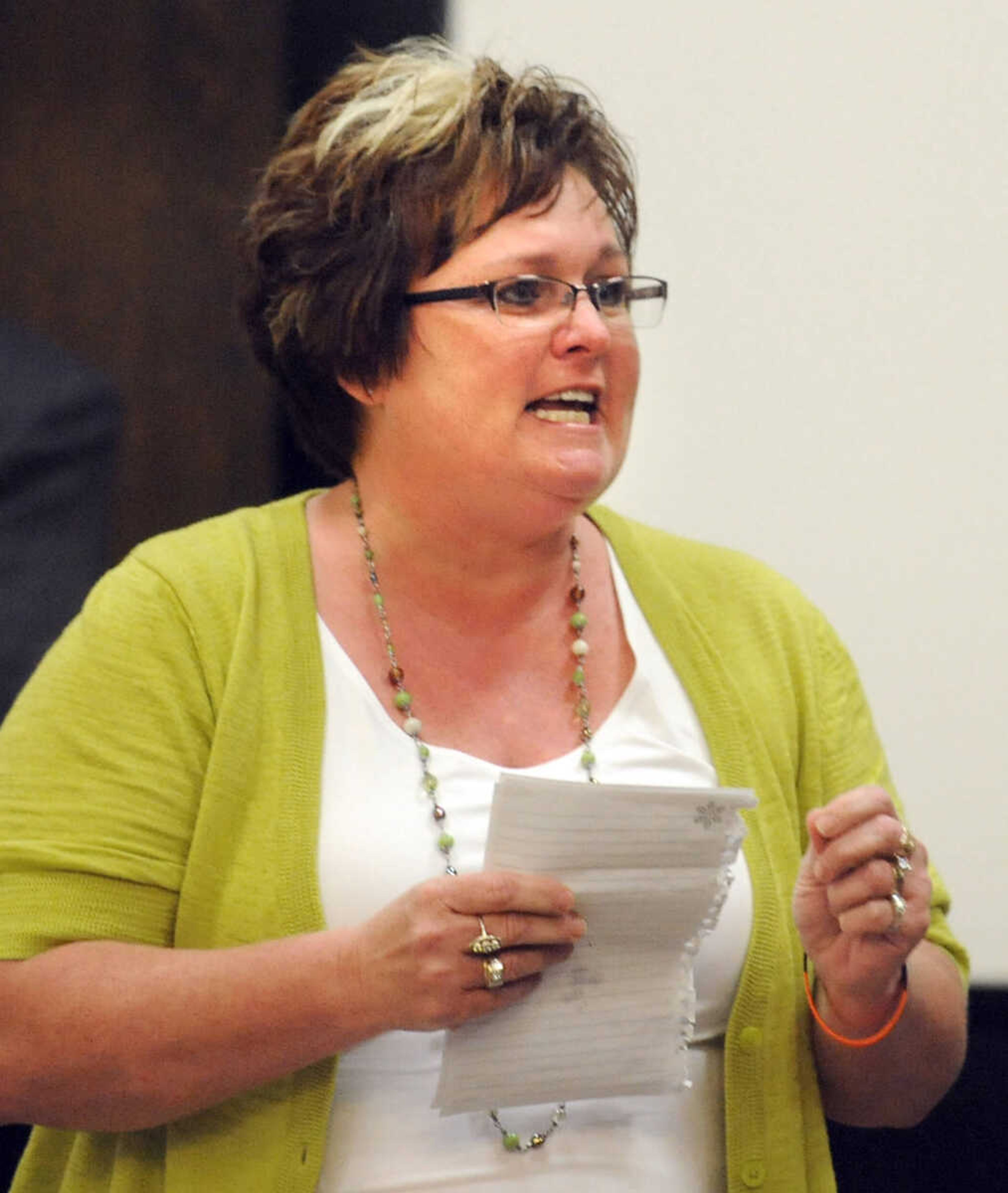 LAURA SIMON ~ lsimon@semissourian.com 
Cheryl Brenneke gives her victim impact statement, Thursday, June 6, 2013, at the Cape Girardeau County Courthouse. Clay Waller pleaded guilty to second-degree murder for the death of Brenneke's sister, Jacque Waller. Jacque Waller went missing June 1, 2011. Her body was found last Wednesday in Southern Illinois.