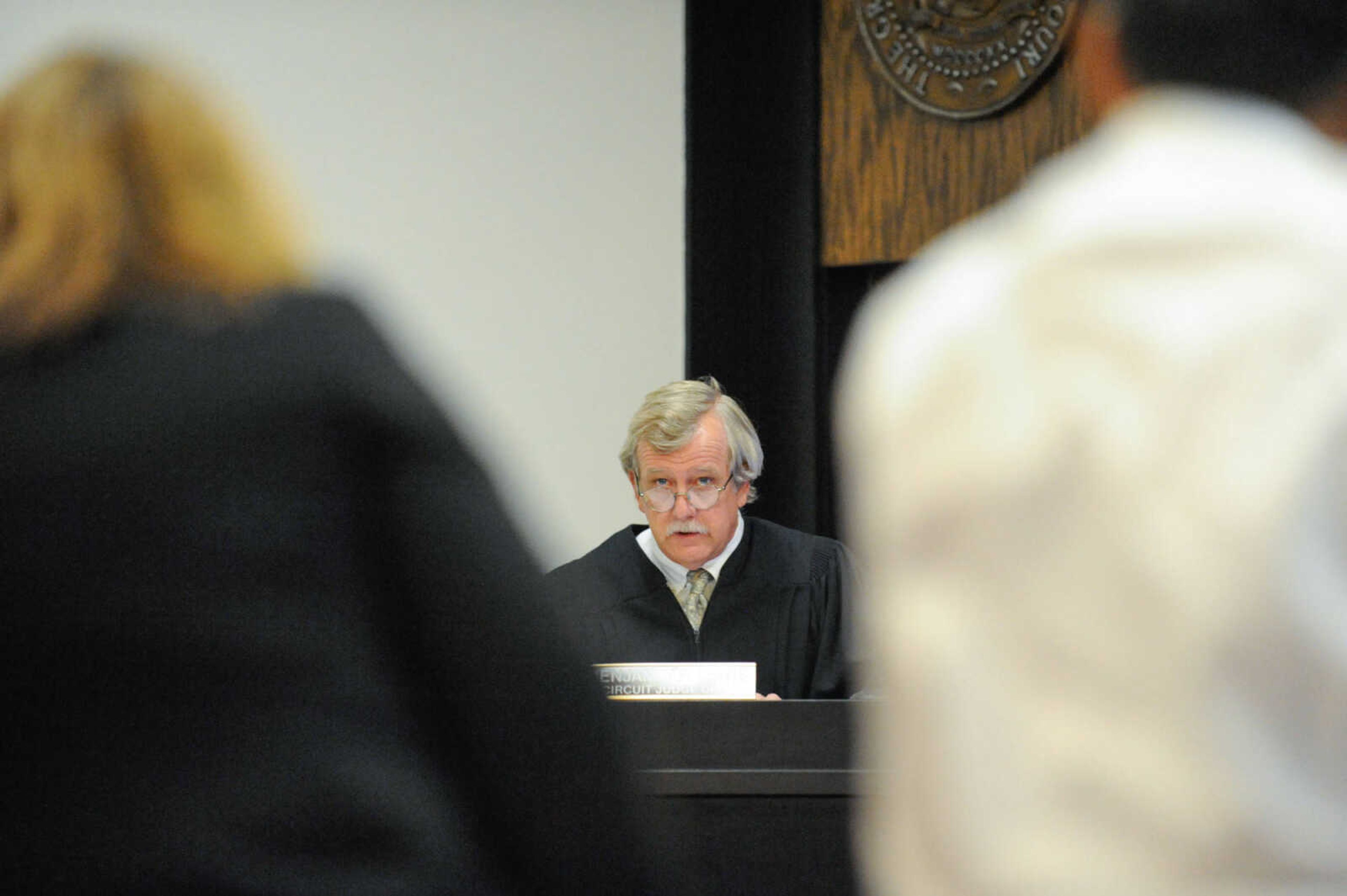 GLENN LANDBERG ~ glandberg@semissourian.com



Judge Benjamin Lewis reads the verdict to the courtroom during the George Joseph double-murder trial, Thursday, July 23, 2015, at the Cape Girardeau County Courthouse in Jackson, Missouri. Joseph was found guilty of 2 counts of first-degree murder.