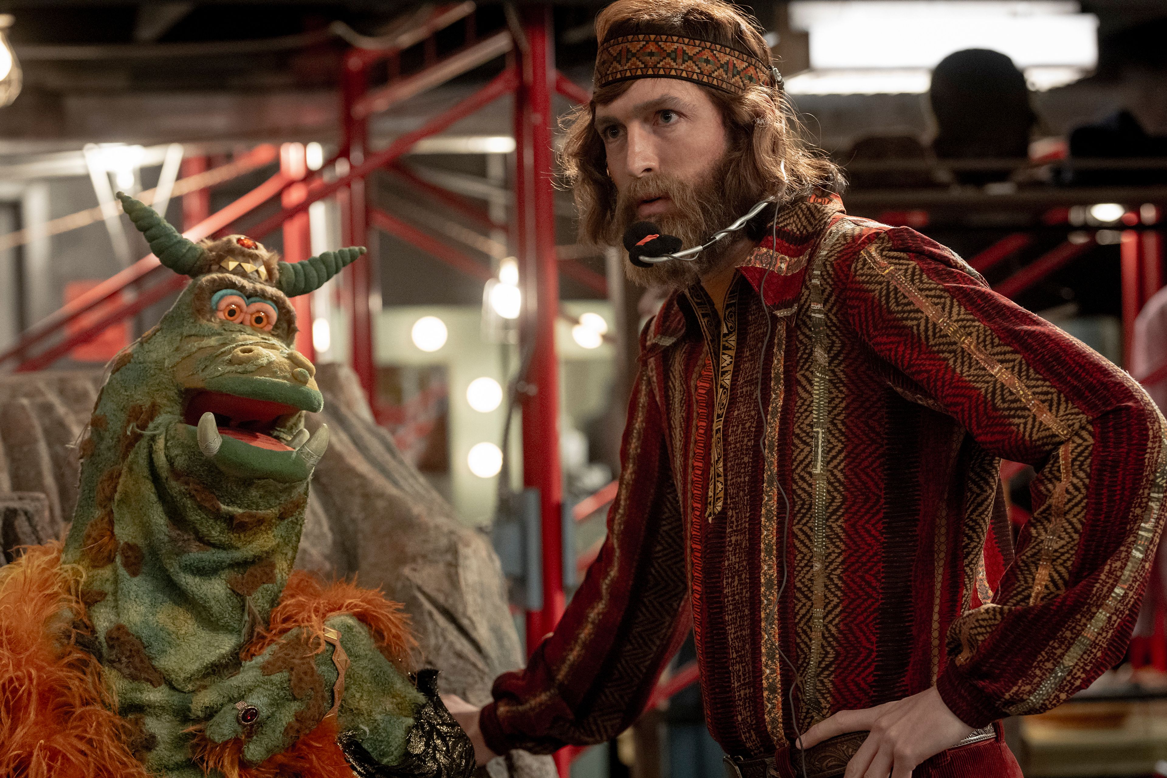 This image released by Sony Pictures shows Nicholas Braun as Jim Henson in a scene from "Saturday Night." (Hopper Stone/Sony Pictures via AP)