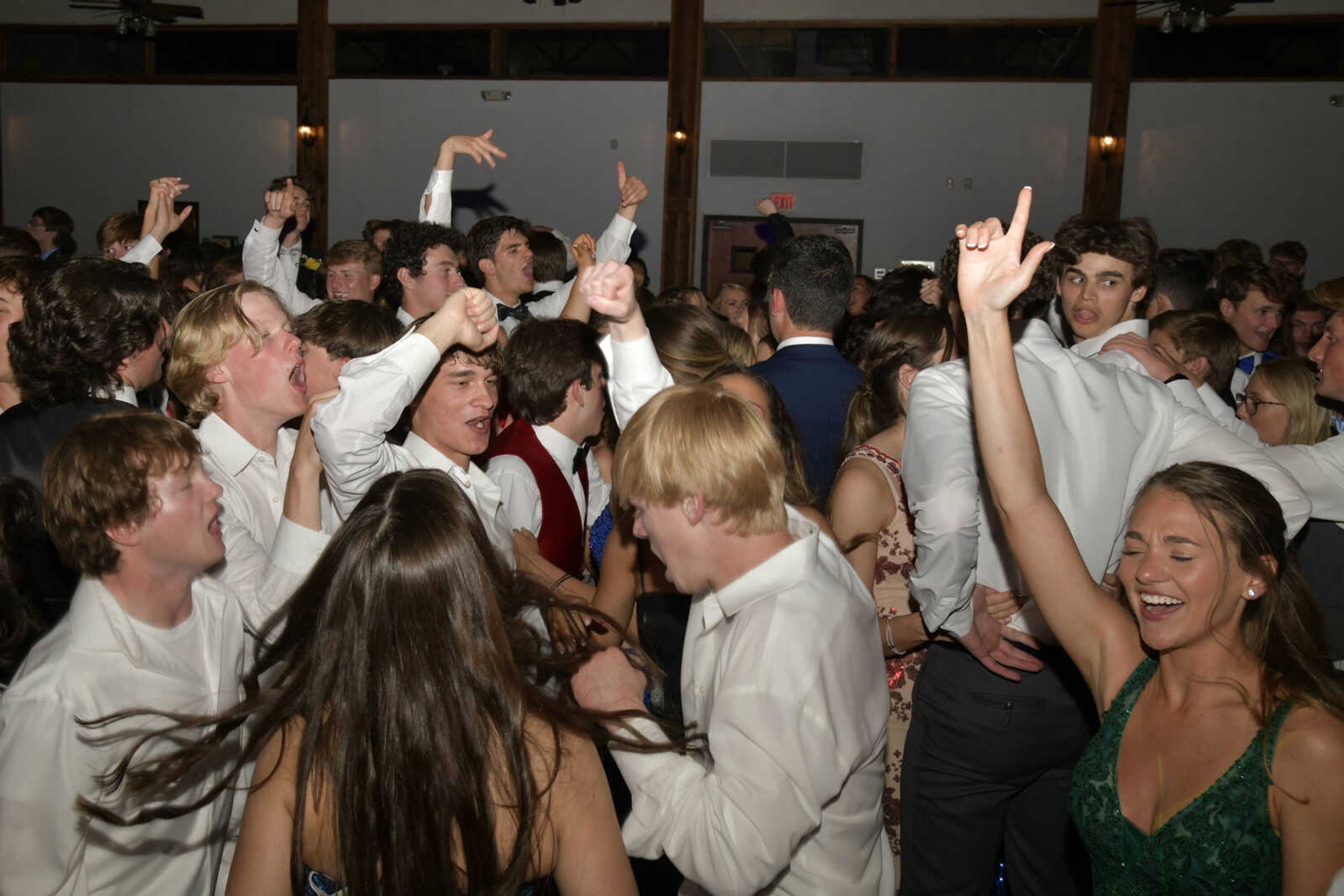 Students dance during Notre Dame's prom at Bavarian Halle in Jackson on Friday, April 30, 2021.