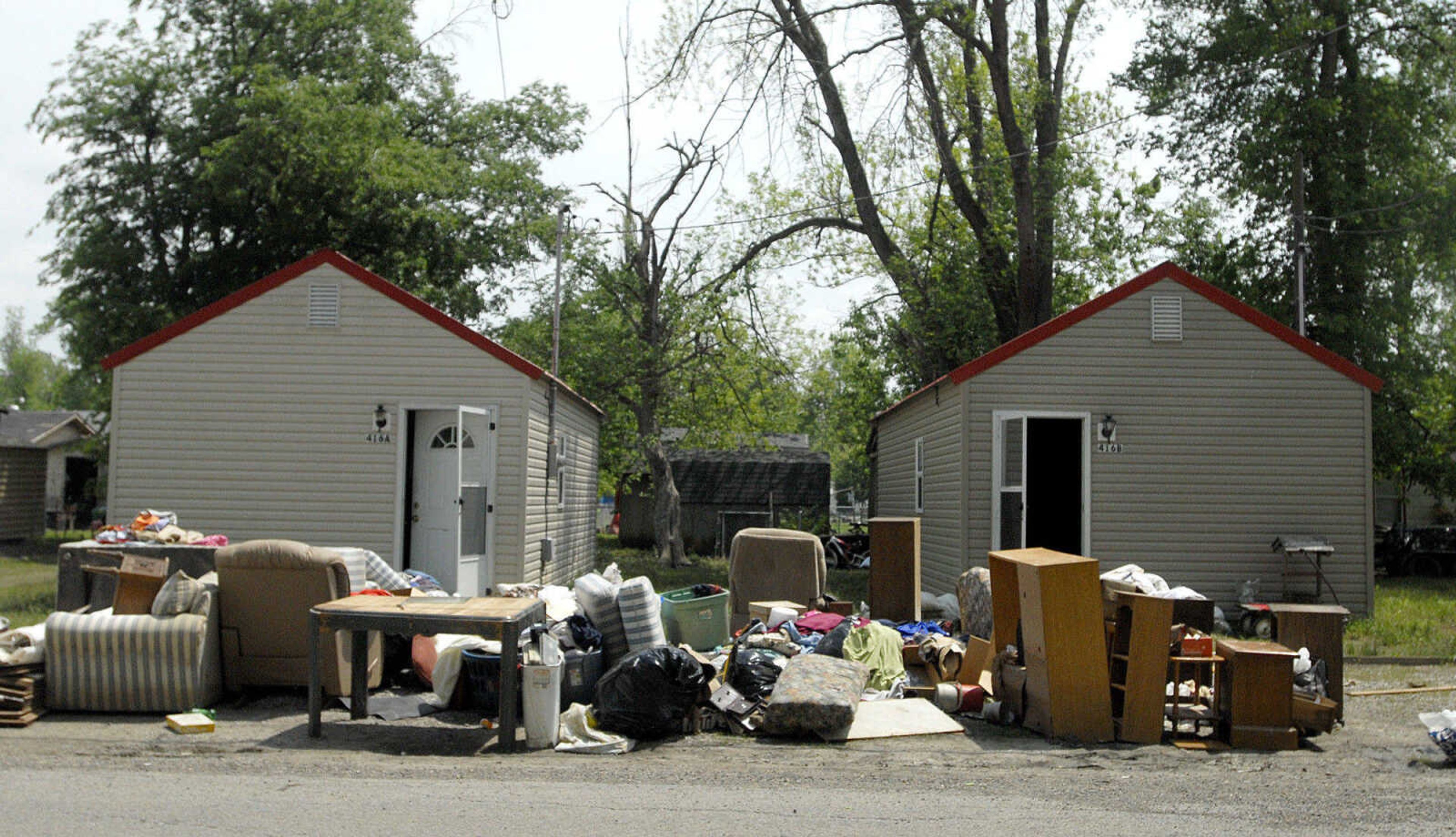 LAURA SIMON~lsimon@semissourian.com
Furniture, toys, floorboards and many other household objects have been removed from many Morehouse, Mo. homes Wednesday, May 11, 2011 as part of the clean-up from the floodwater that blanketed the town.