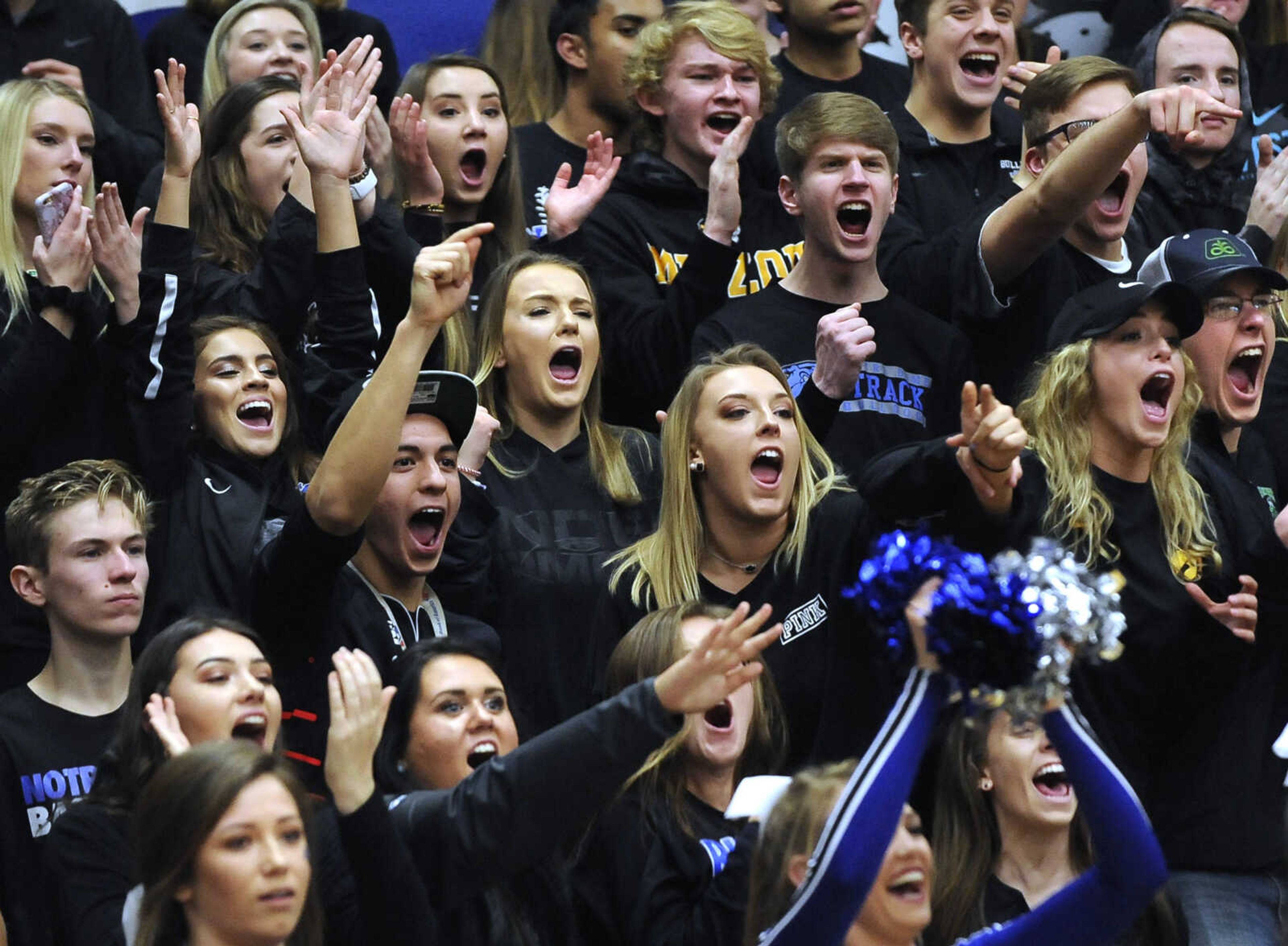 FRED LYNCH ~ flynch@semissourian.com
Notre Dame fans cheer a call against Jackson during the third quarter Friday, Jan. 26, 2018 at Notre Dame Regional High School.