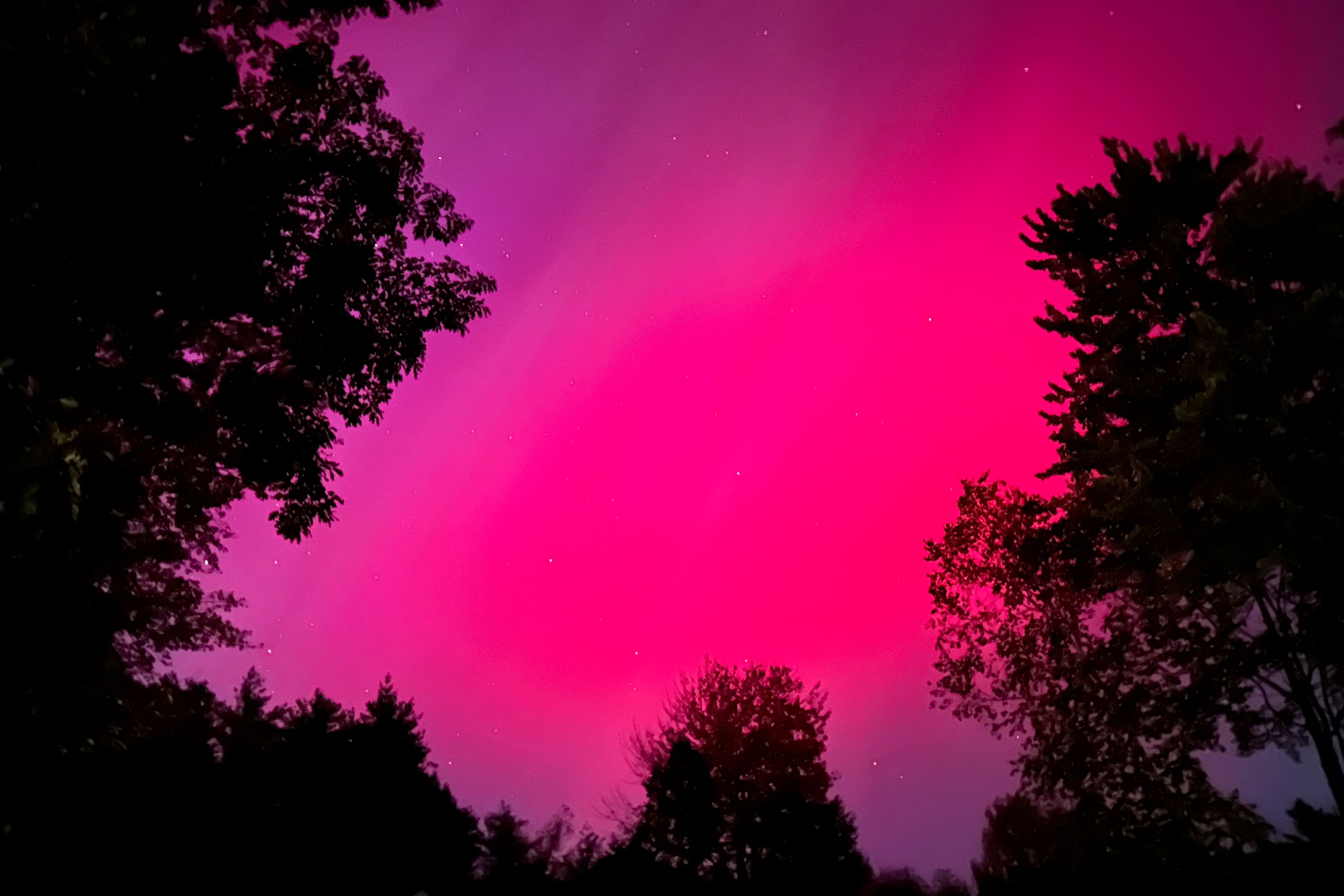 An aurora borealis, also known as the northern lights, is seen Thursday, Oct. 10, 2024, in Falmouth, Maine. (AP Photo/David Sharp)