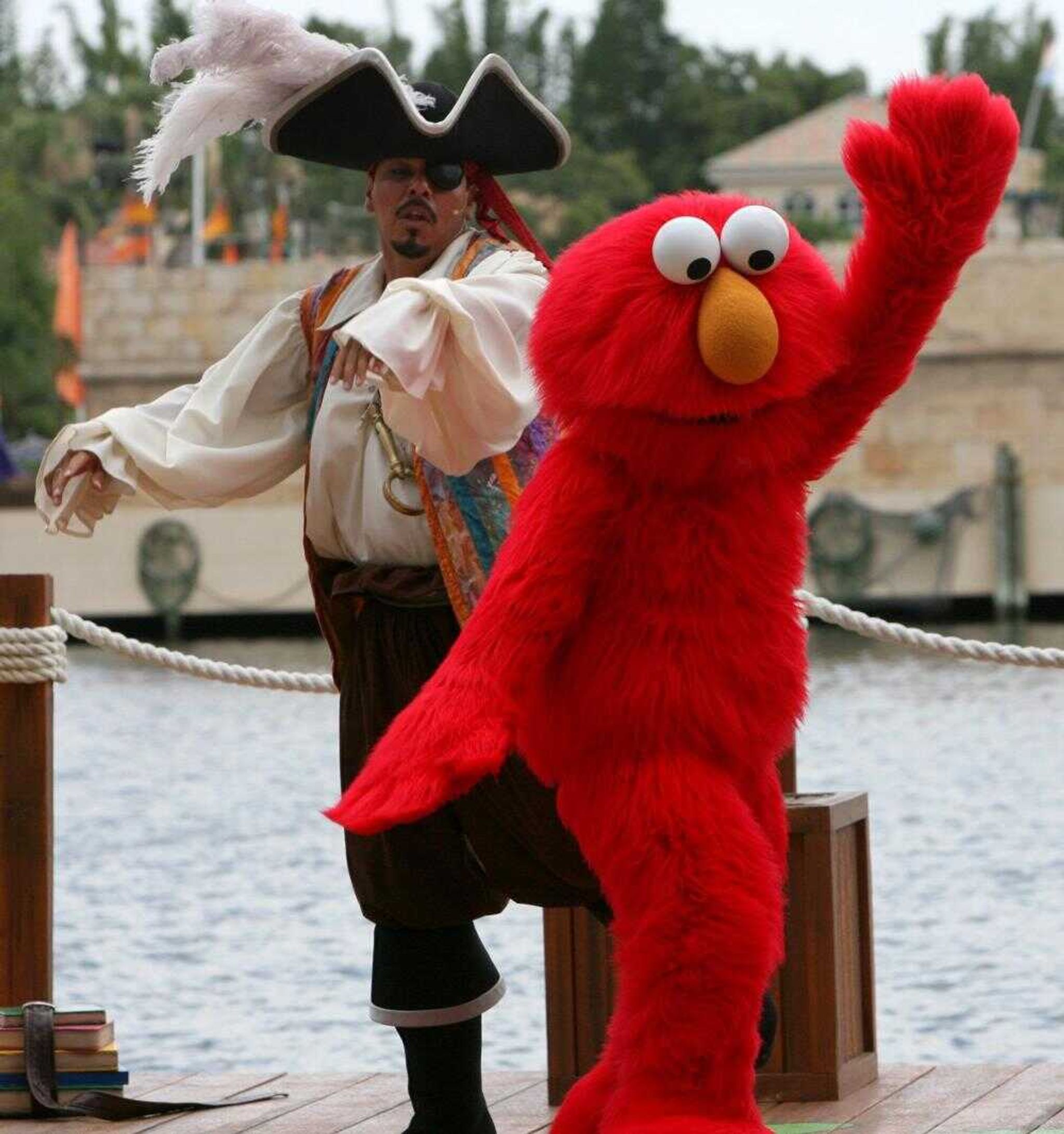 Elmo performed in the "Elmo and the Bookaneers," a live-action water show at SeaWorld Orlando in Orlando, Fla. The show is part of family-friendly fare added to the park.