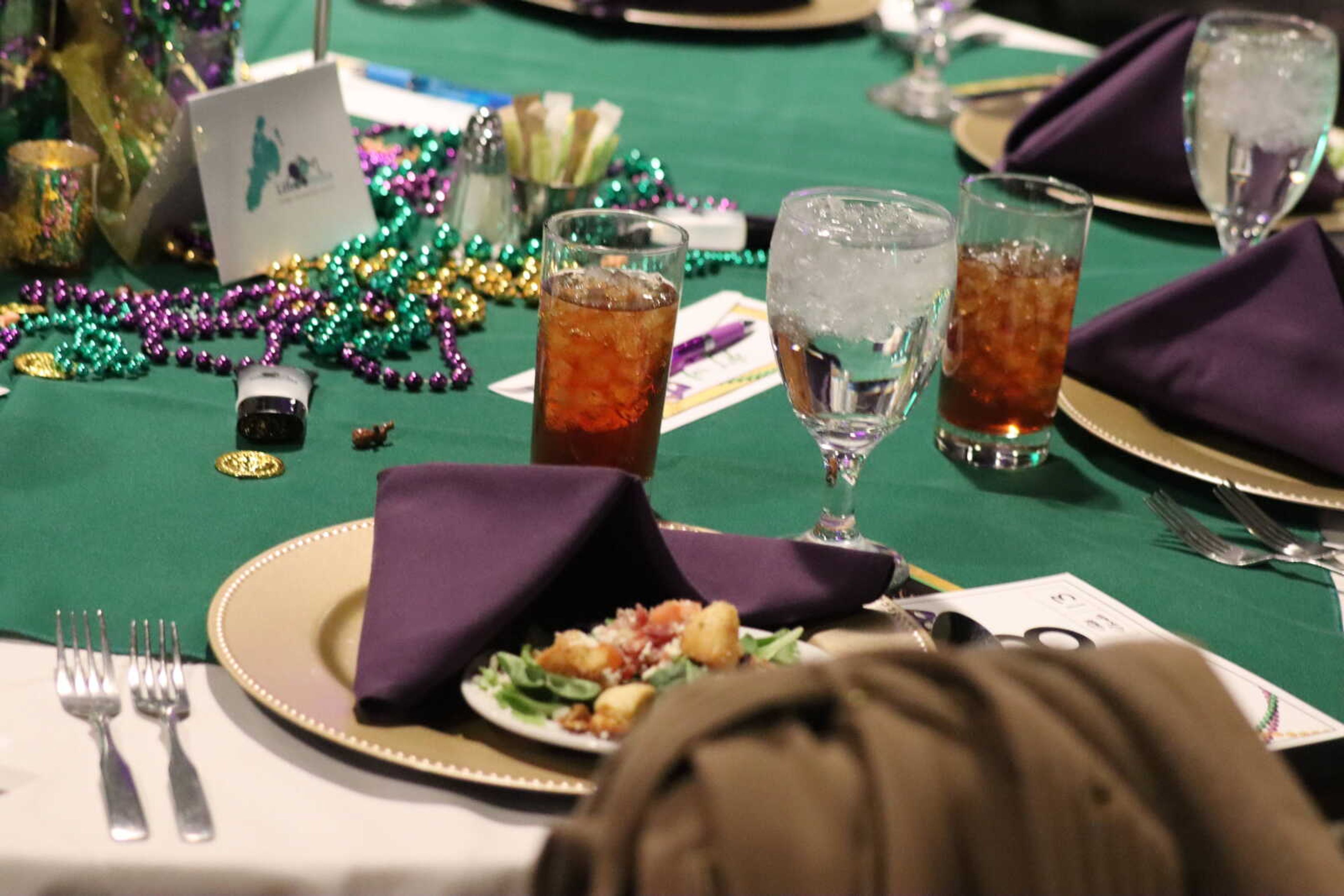 The table is set for the night of the Mardi Gras ball