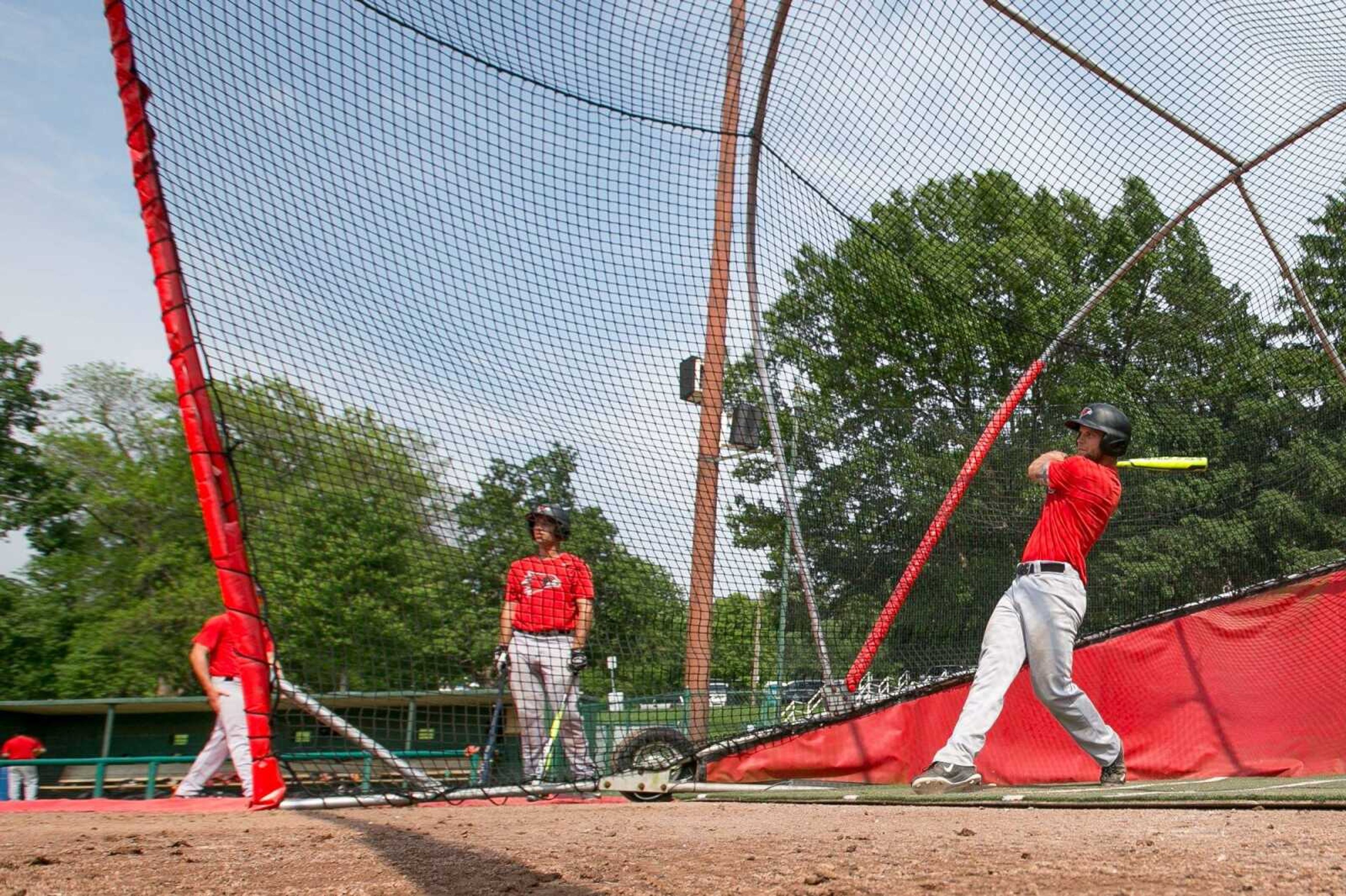 A Southeast Missouri State baseball player takes a swing during batting practice Wednesday, May 11,  2016 at Capaha Field.