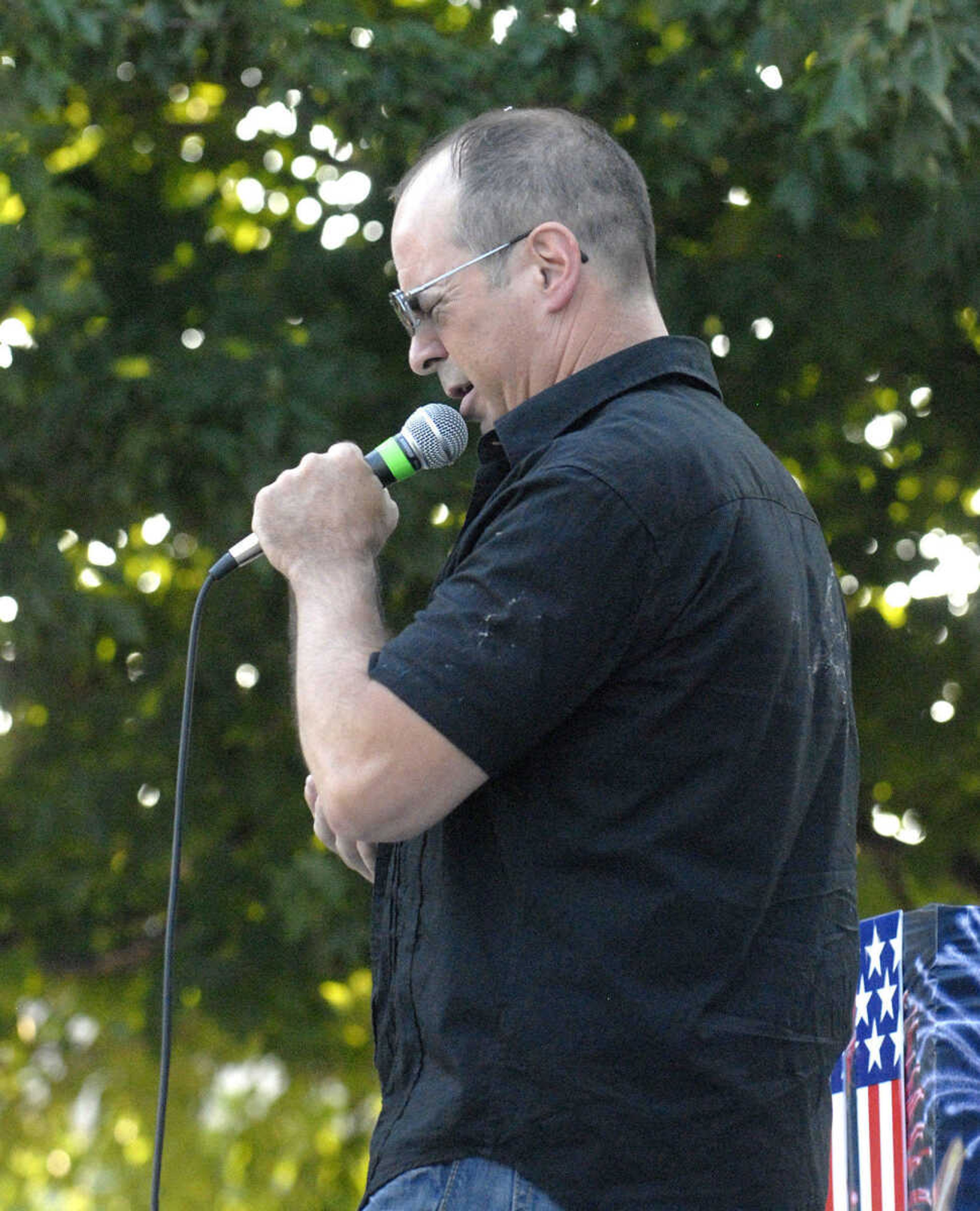 LAURA SIMON ~ lsimon@semissourian.com
Wendell Miller performs "Your Man" Wednesday, July 27, 2011 during the senior idol competition at Jackson Homecomers.