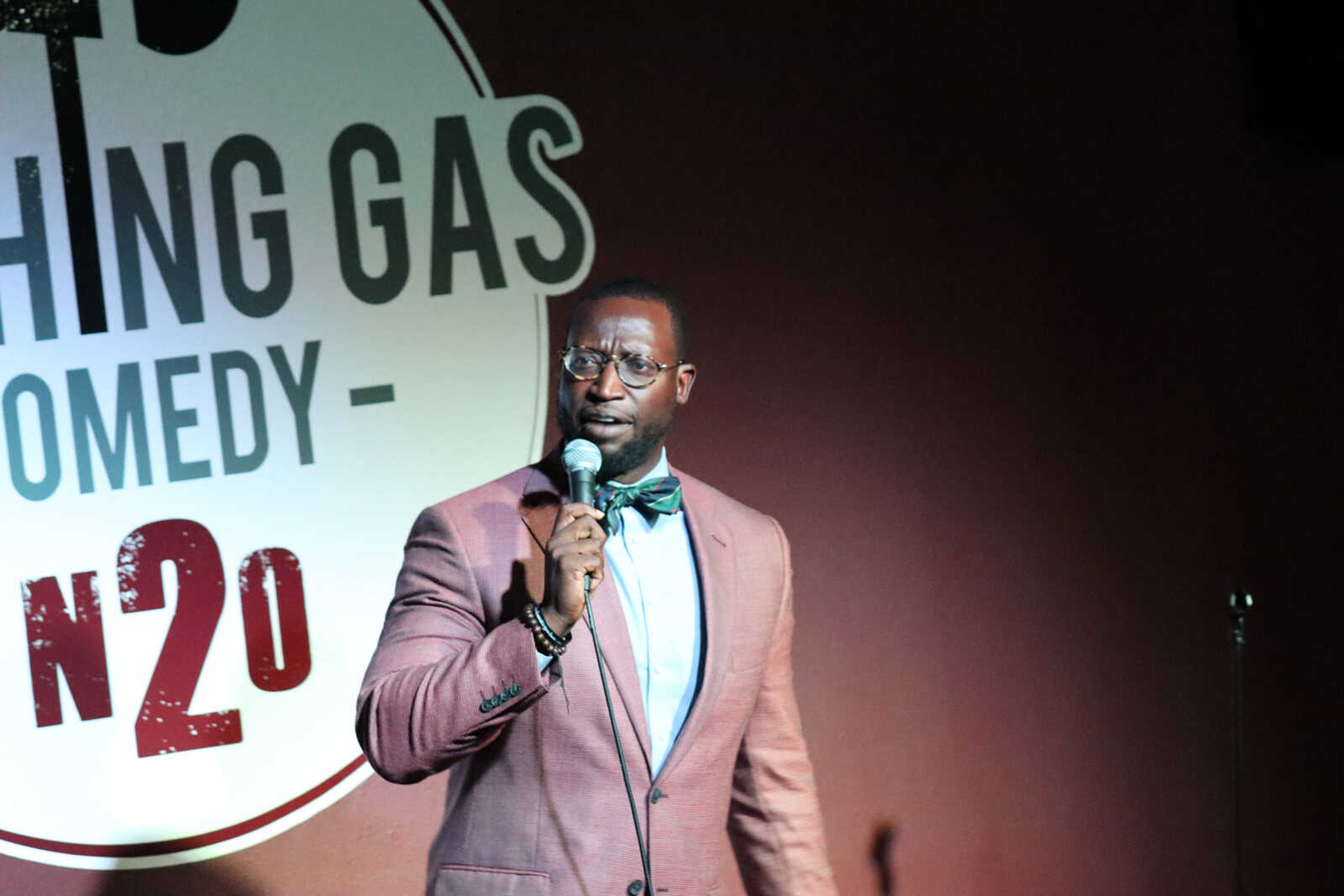 Semoball 2022 awards headliner and comedian Mike Goodwin makes the crowd laugh through engaging the audience in his stories at the Laughing Gas comedy club on Saturday.