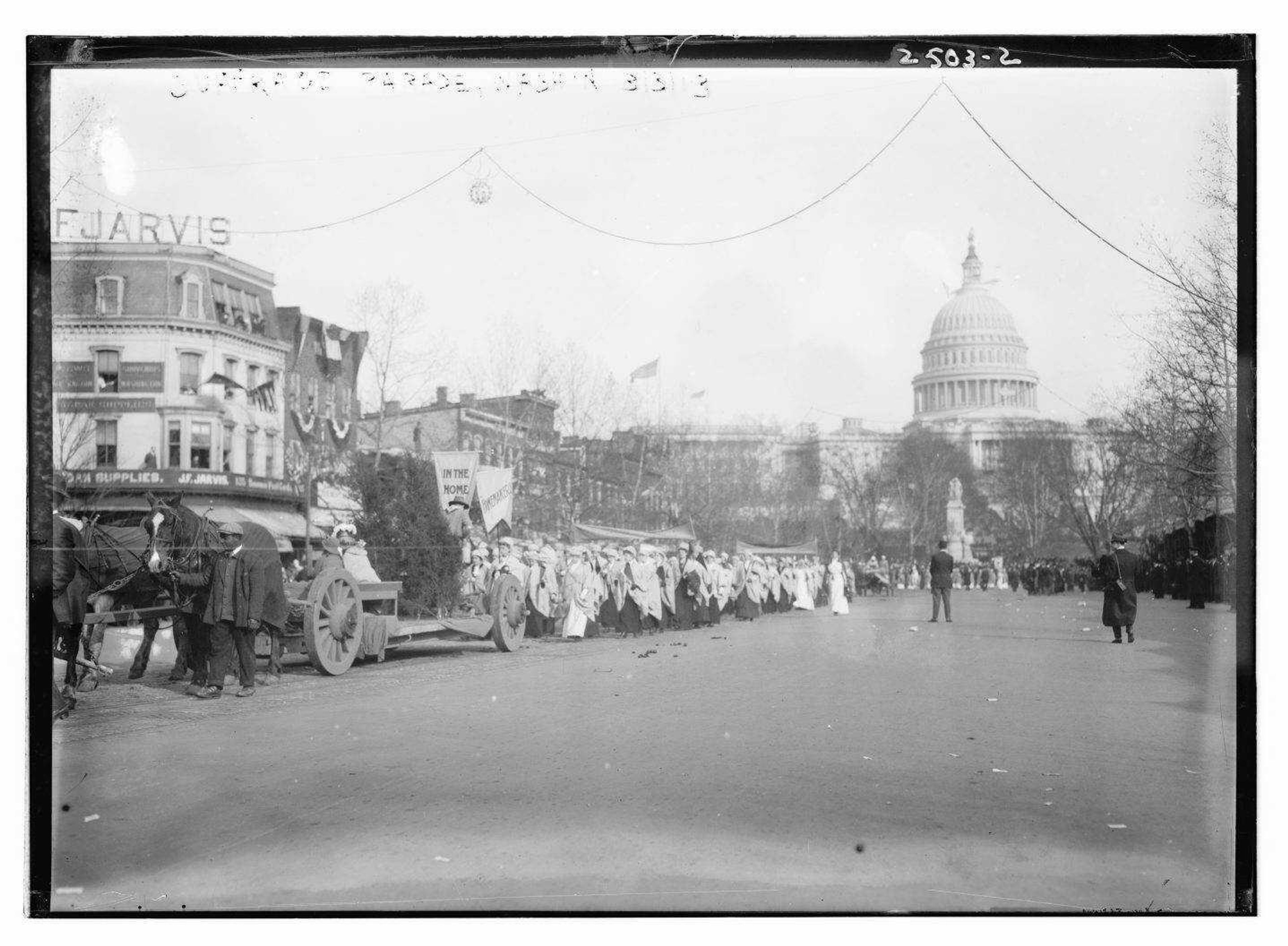 Women suffragists march on Pennsylvania Avenue in Washington on March 3, 1913, with the Capitol in background. Thousands of women on Saturday again will take to the streets of Washington, demanding a greater voice for women in American political life as a new president takes power, one day after the inauguration of Donald Trump.