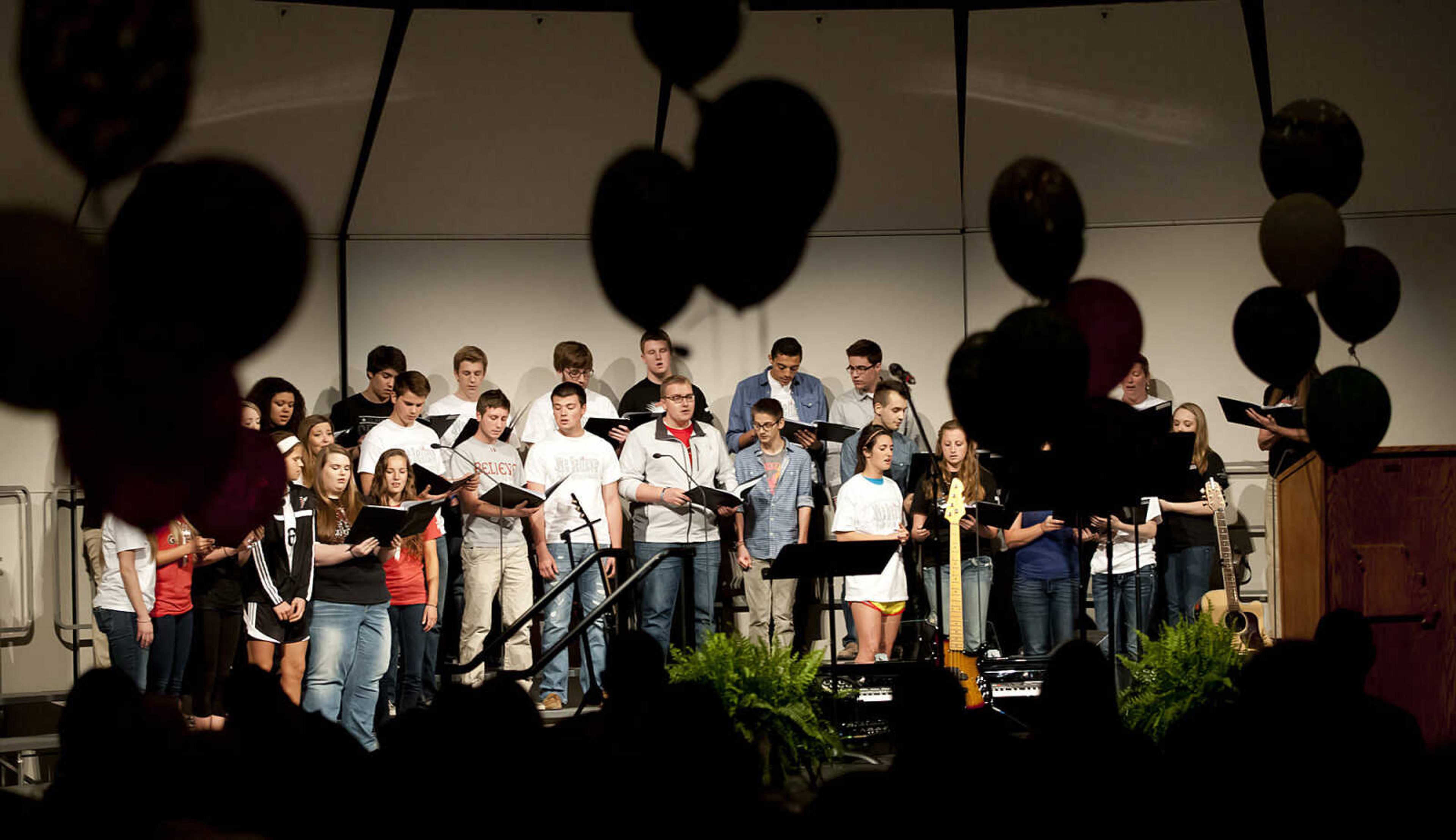 The Jackson High School choir performs during "Nolan Weber, Celebration of Life," Wednesday, April 30, at the Jackson High School Event Center. Friends, family and community members gathered to remember the former Jackson High School baseball and soccer player who passed away from brain cancer in December on what would have been Nolan's 19th birthday.