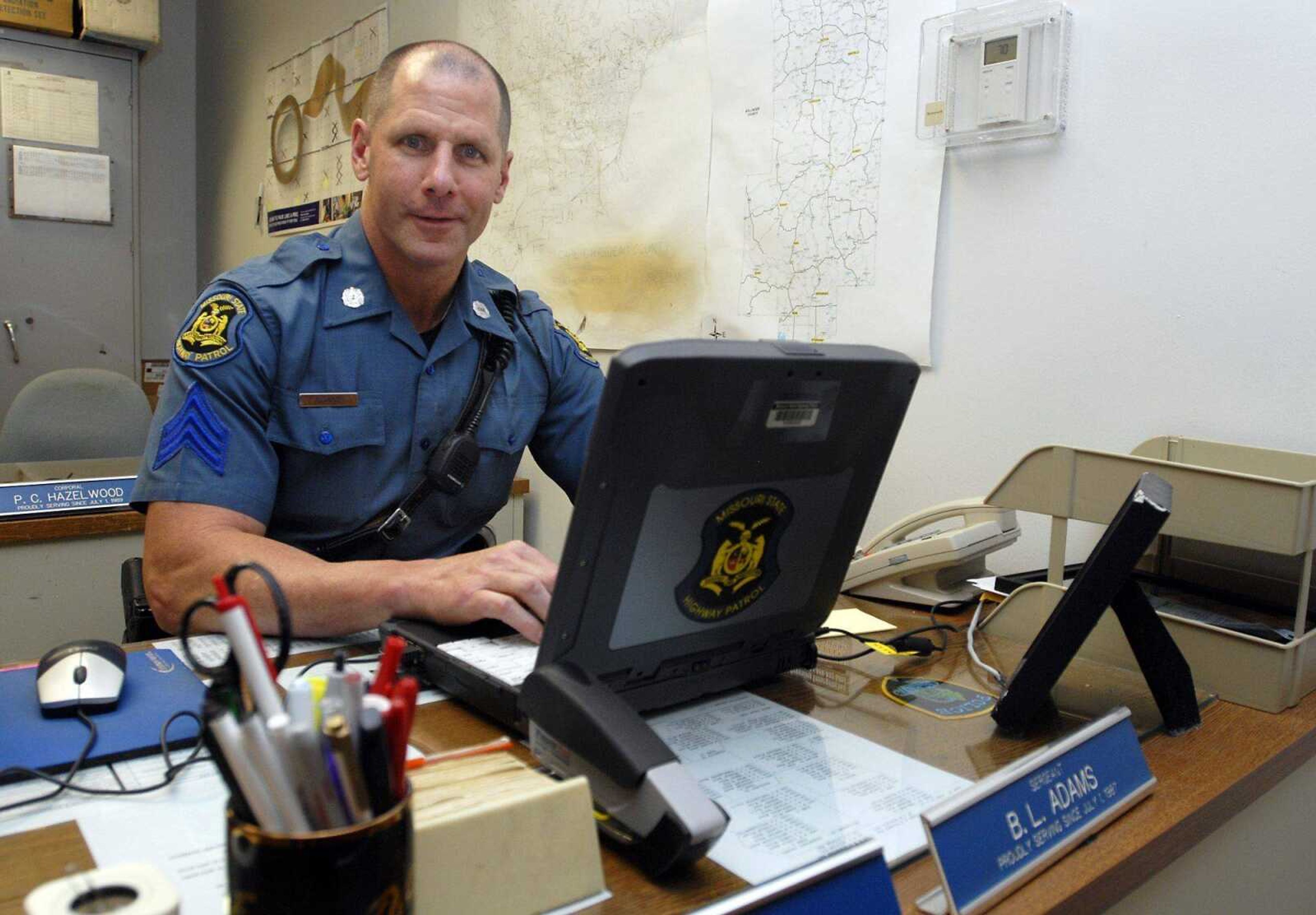 Sgt. Blane Adams has been with the Missouri State Highway Patrol for 23 years. (Kristin Eberts)