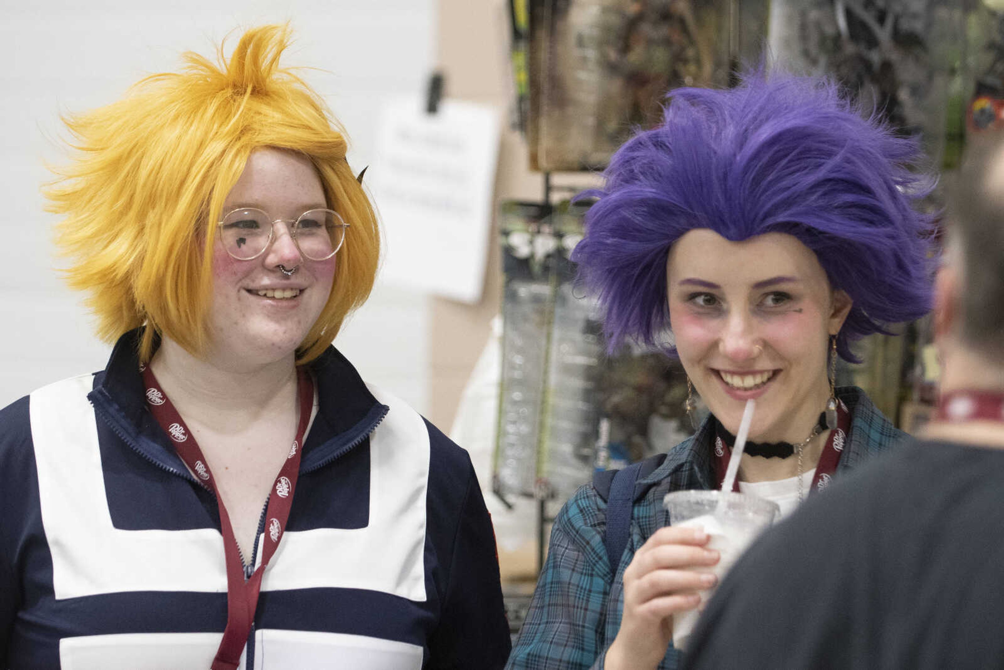 Amber Huffman of Cape Girardeau, 16, (left) and Annika Luttermann, an exchange student of Bielefeld, Germany, 16, smile while in costume during Cape Comic Con on Saturday, April 27, 2019, at the Osage Centre in Cape Girardeau. 