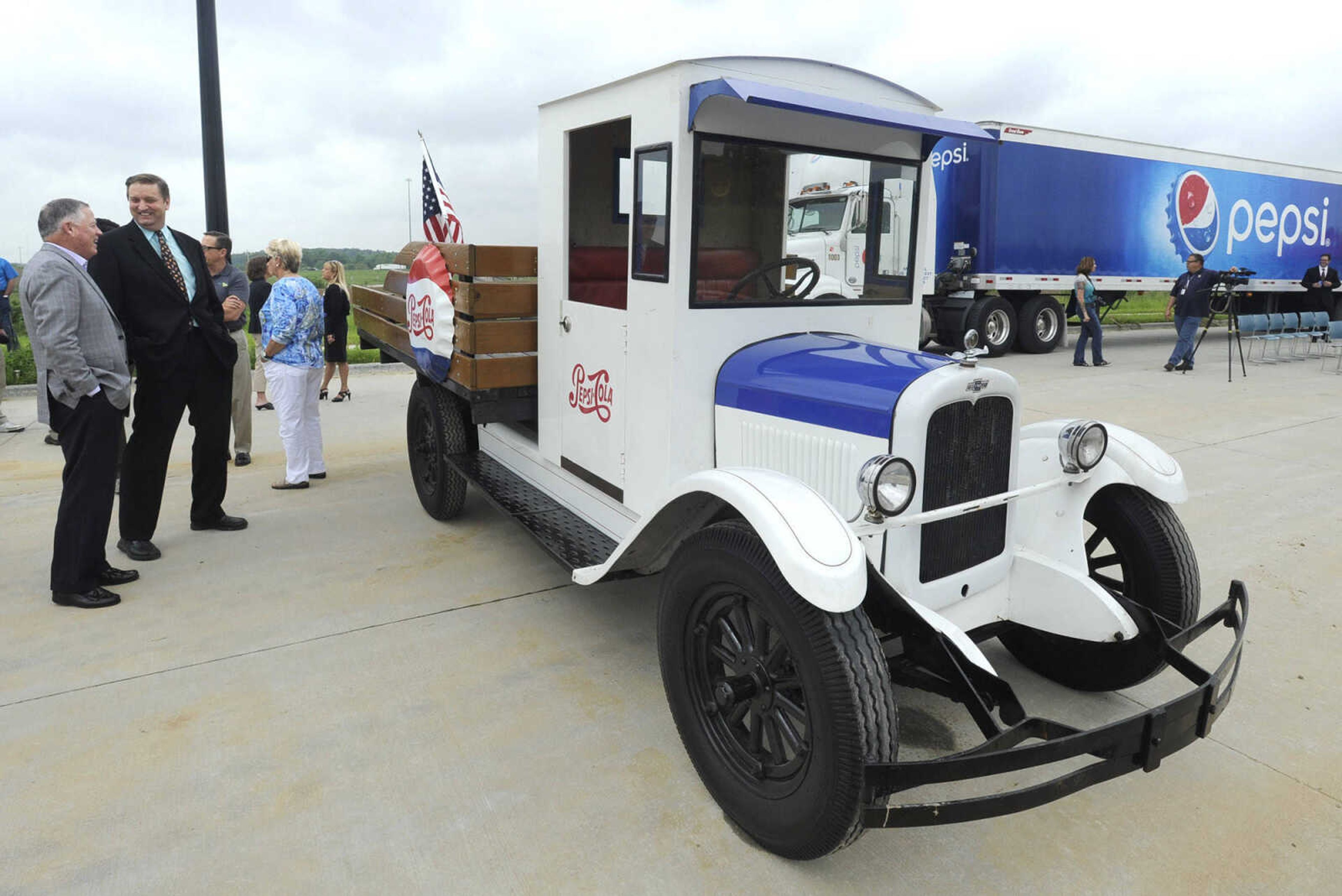 FRED LYNCH ~ flynch@semissourian.com
A vintage Pepsi-Cola delivery truck was displayed at a groundbreaking ceremony for Pepsi Depot on Wednesday, June 3, 2015 at the Greater Cape Girardeau Business Park.