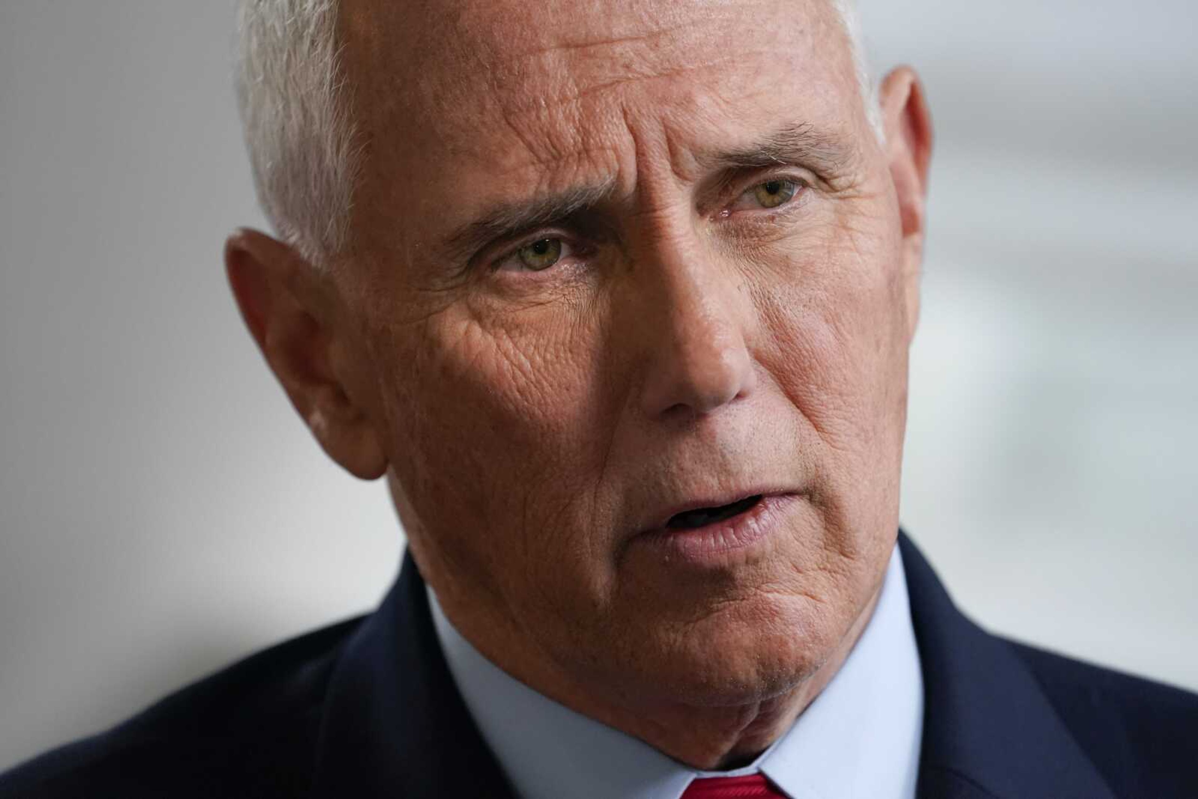 Former Vice President Mike Pence sits for an interview with The Associated Press on Nov. 16 in New York. Pence has been subpoenaed by the special counsel overseeing investigations into efforts by former President Donald Trump and his allies to overturn the results of the 2020 election, according to a person with direct knowledge of the event Thursday.