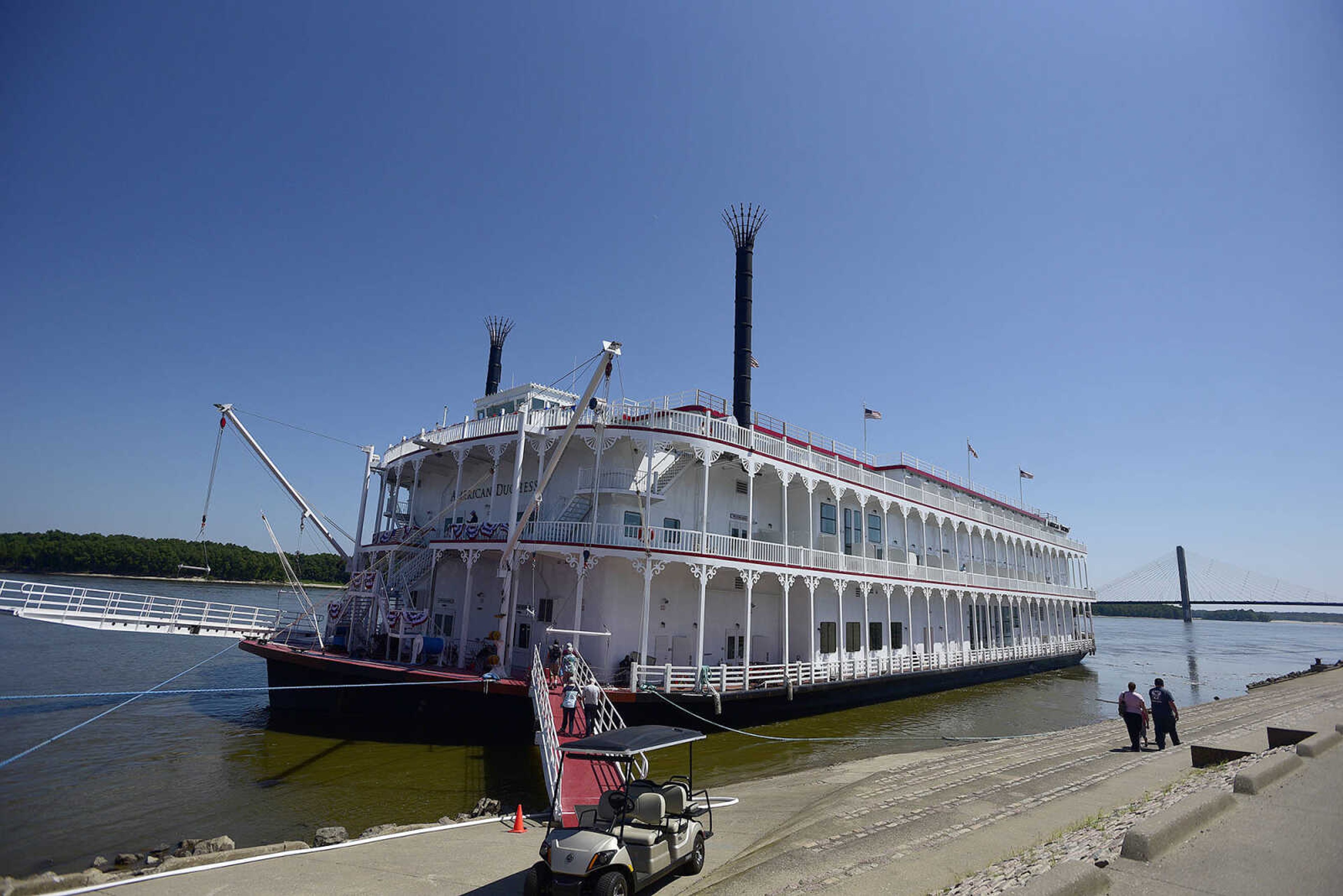 The American Duchess riverboat made a stop at Riverfront Park in downtown Cape Girardeau on Saturday, Aug. 26, 2017, during it's maiden voyage north own the Mississippi River.