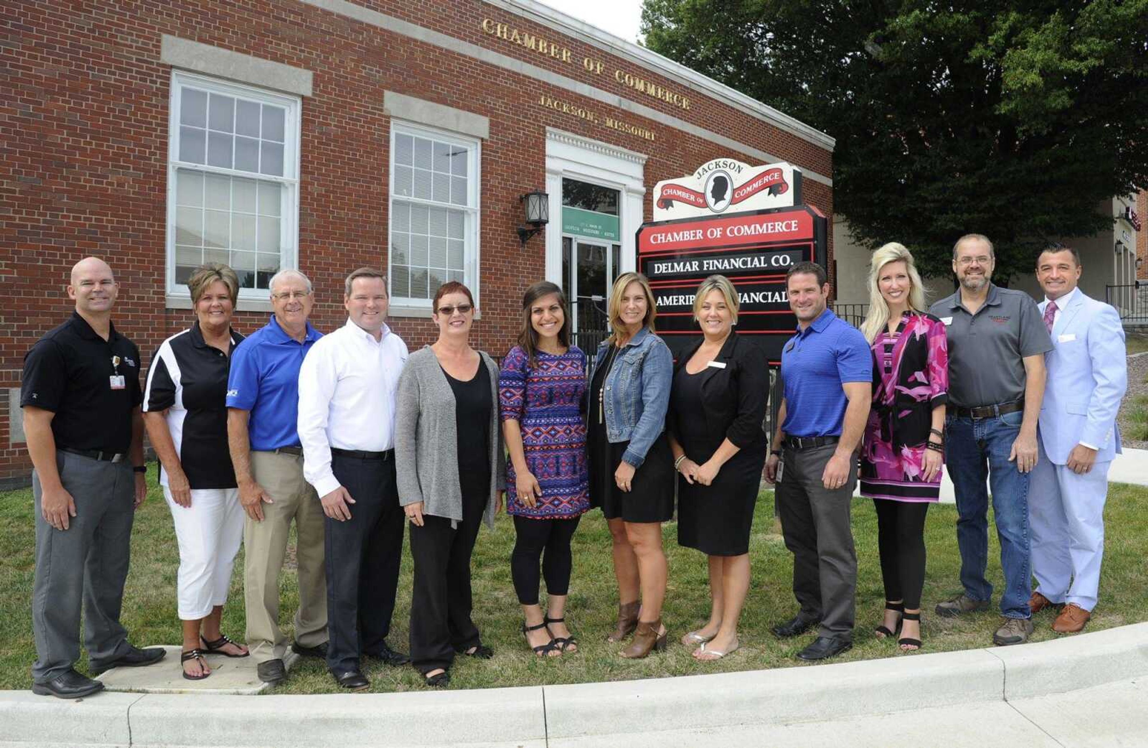 Board members of the Jackson Area Chamber of Commerce pose for a photo, from left: Scott Givens, Connie Werner, Charlie Glueck, Pee Wee Bartels, executive assistant Rosa Green, membership director Jen Berti, Stephanie Mueller, Heather Brune, Kyle Thompson, Merideth Pobst, Rob Stephens and executive director Brian Gerau. Not present are Jeff Martin, Brian Sievers, Jeff Slinkard.