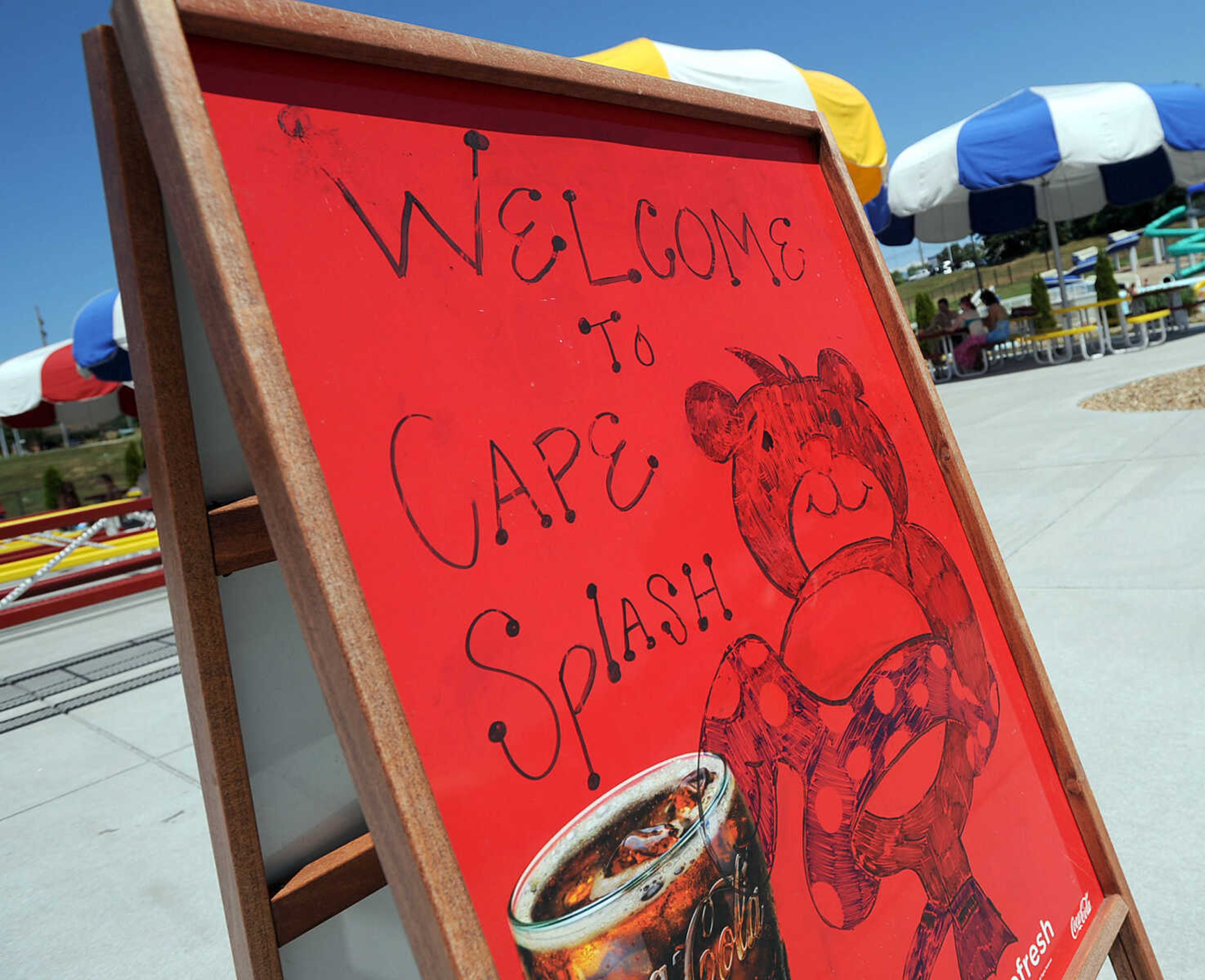 LAURA SIMON ~ lsimon@semissourian.com
A sign welcomes visitors Tuesday, May 29, 2012 at Cape Splash in Cape Girardeau.