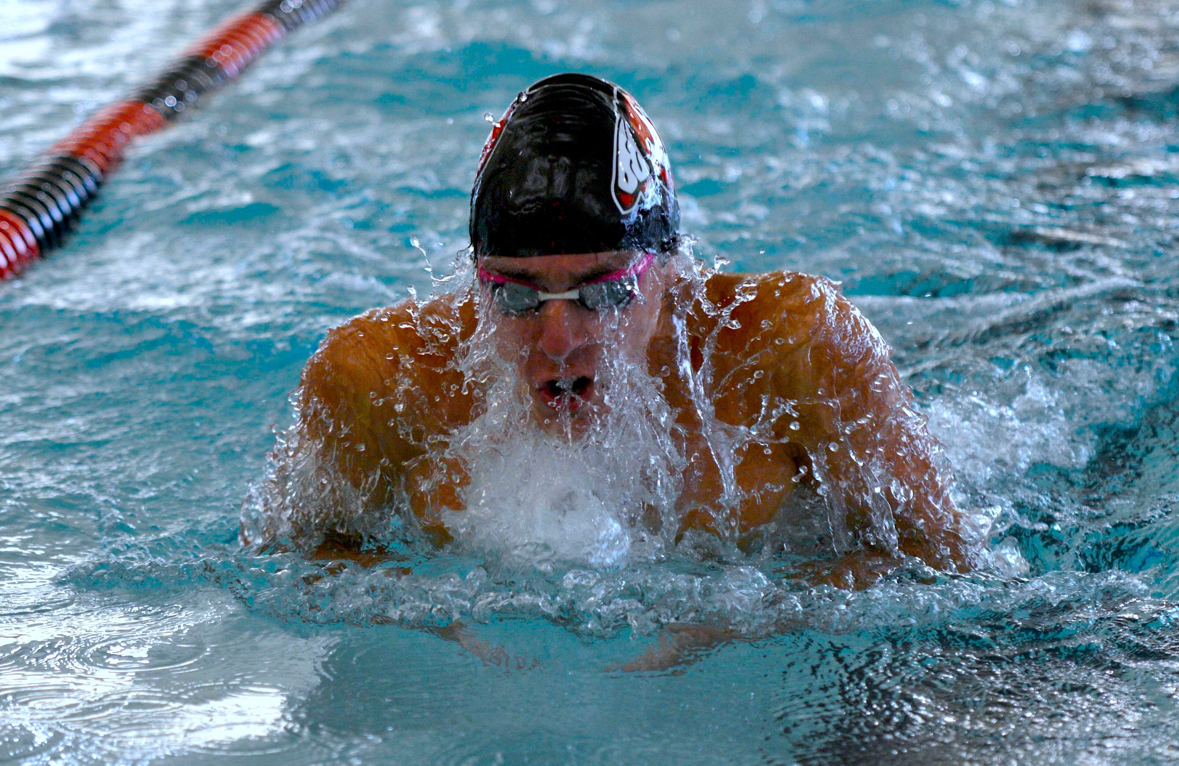 Jackson swimmer Wade Lavalle swims the breaststroke earlier in the season at the SEMO Recreation Center.